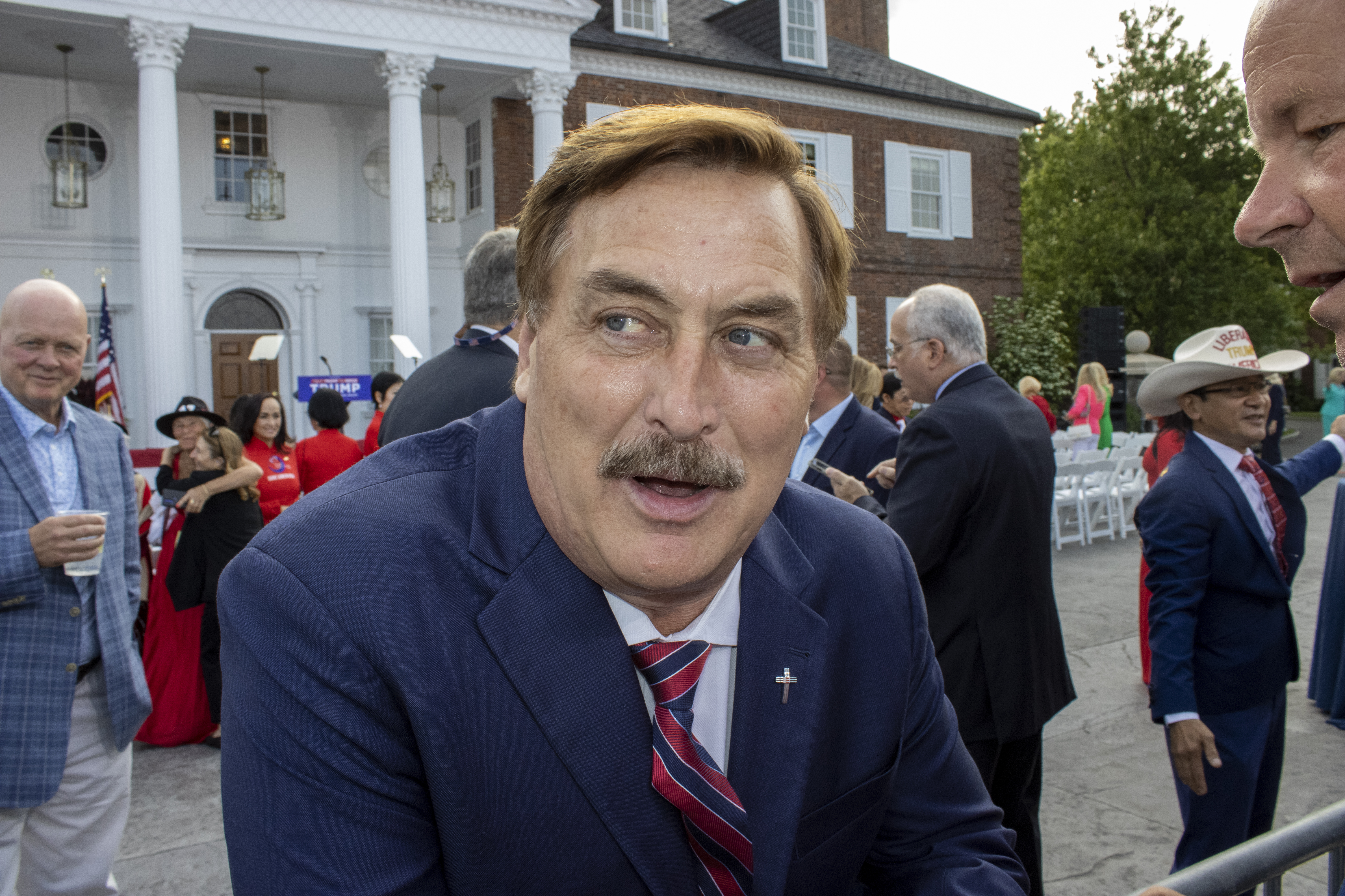Trump supporter and My Pillow founder Michael Lindell speaks with the media at Trump National Golf Club Bedminster on Tuesday, June 13, 2023, in Bedminster, New Jersey.<br /> (Ted Shaffrey / AP Photo