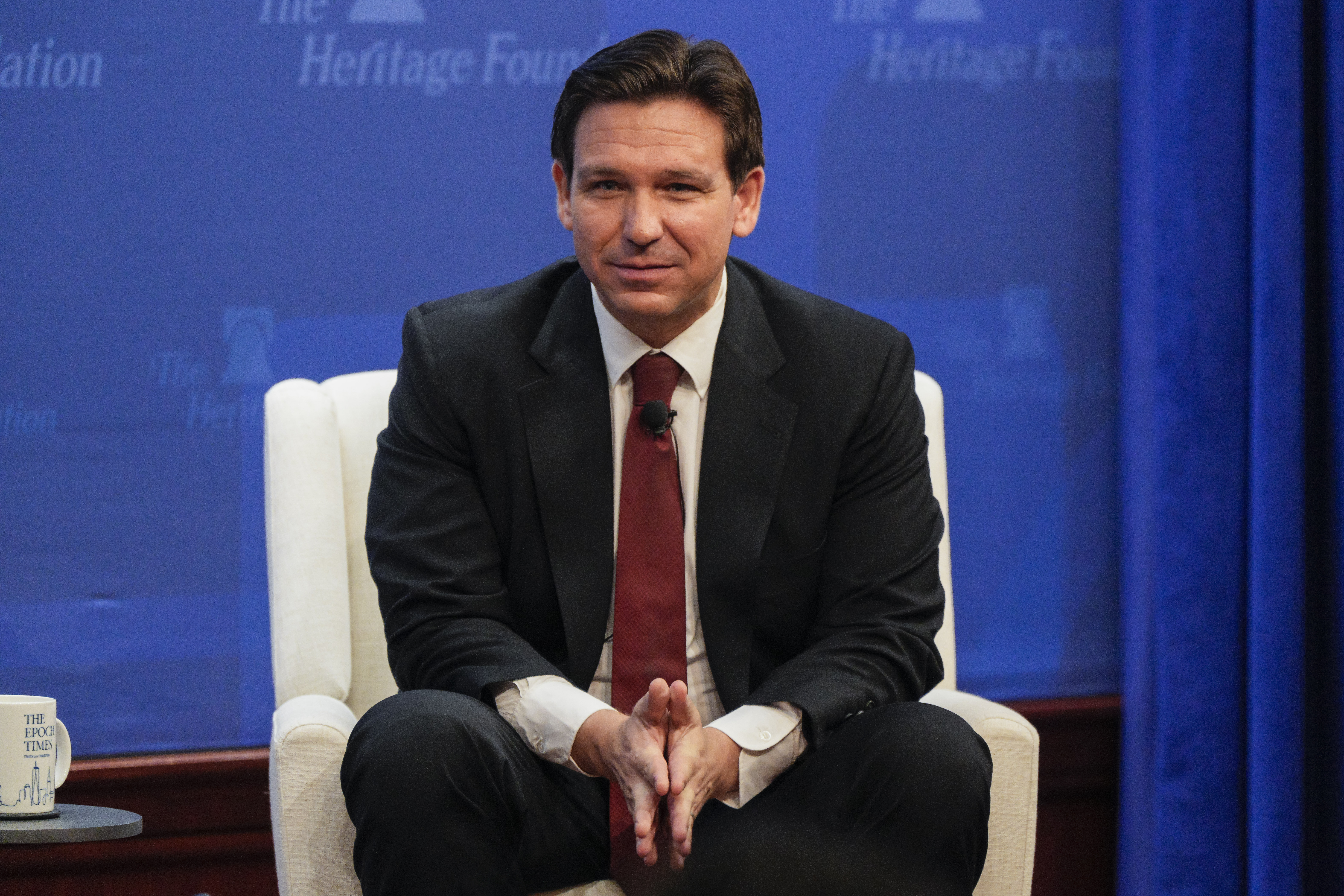 Republican Florida Gov. Ron DeSantis speaks at the Heritage Foundation, Friday, Oct. 27, 2023, as part of the Mandate for Leadership Series in Washington.<br />(Jess Rapfogel / AP Photo)