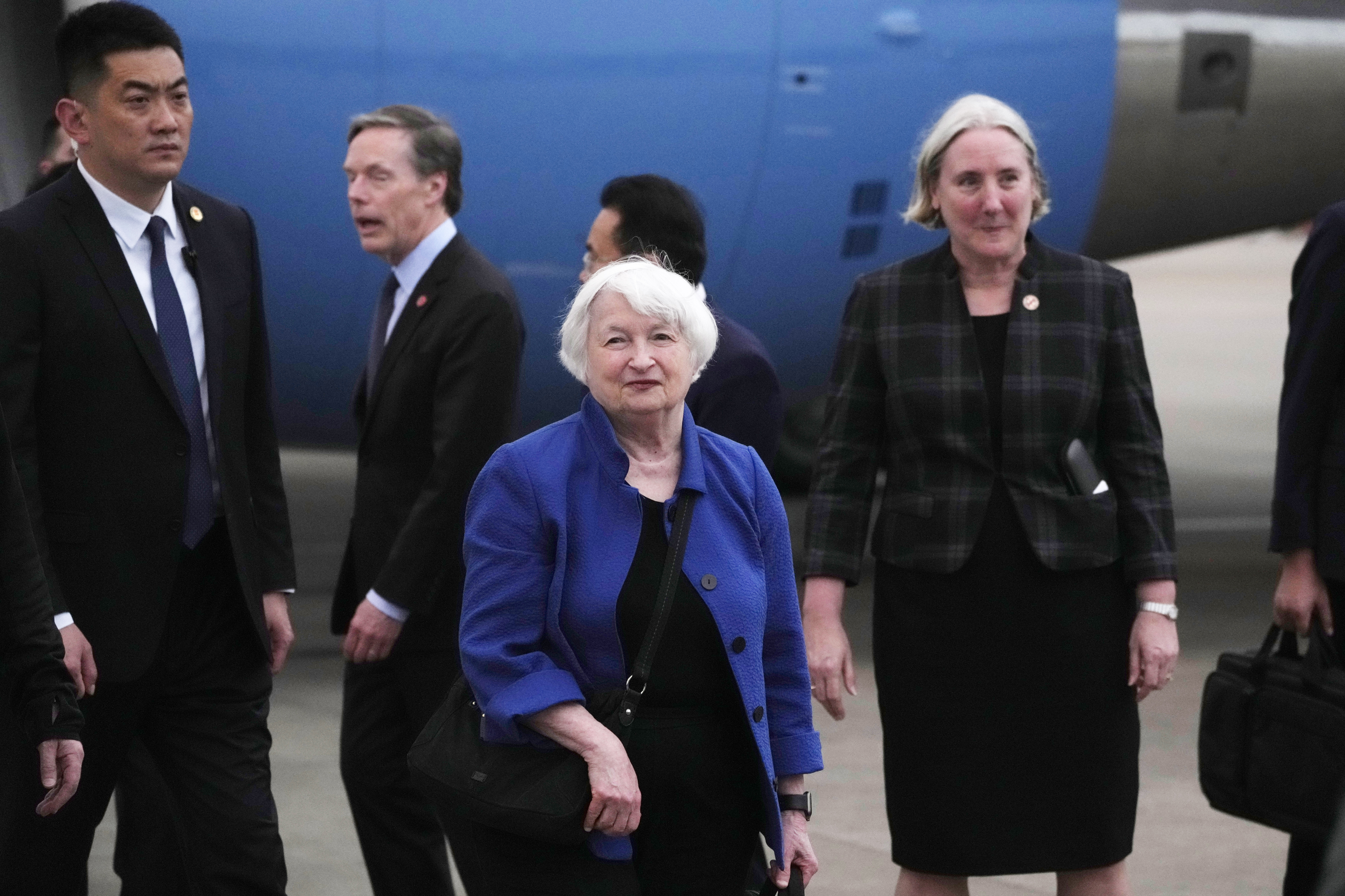 U.S. Treasury Secretary Janet Yellen arrives in Guangzhou Baiyun Airport<br />(Andy Wong Pool / AP Photo)