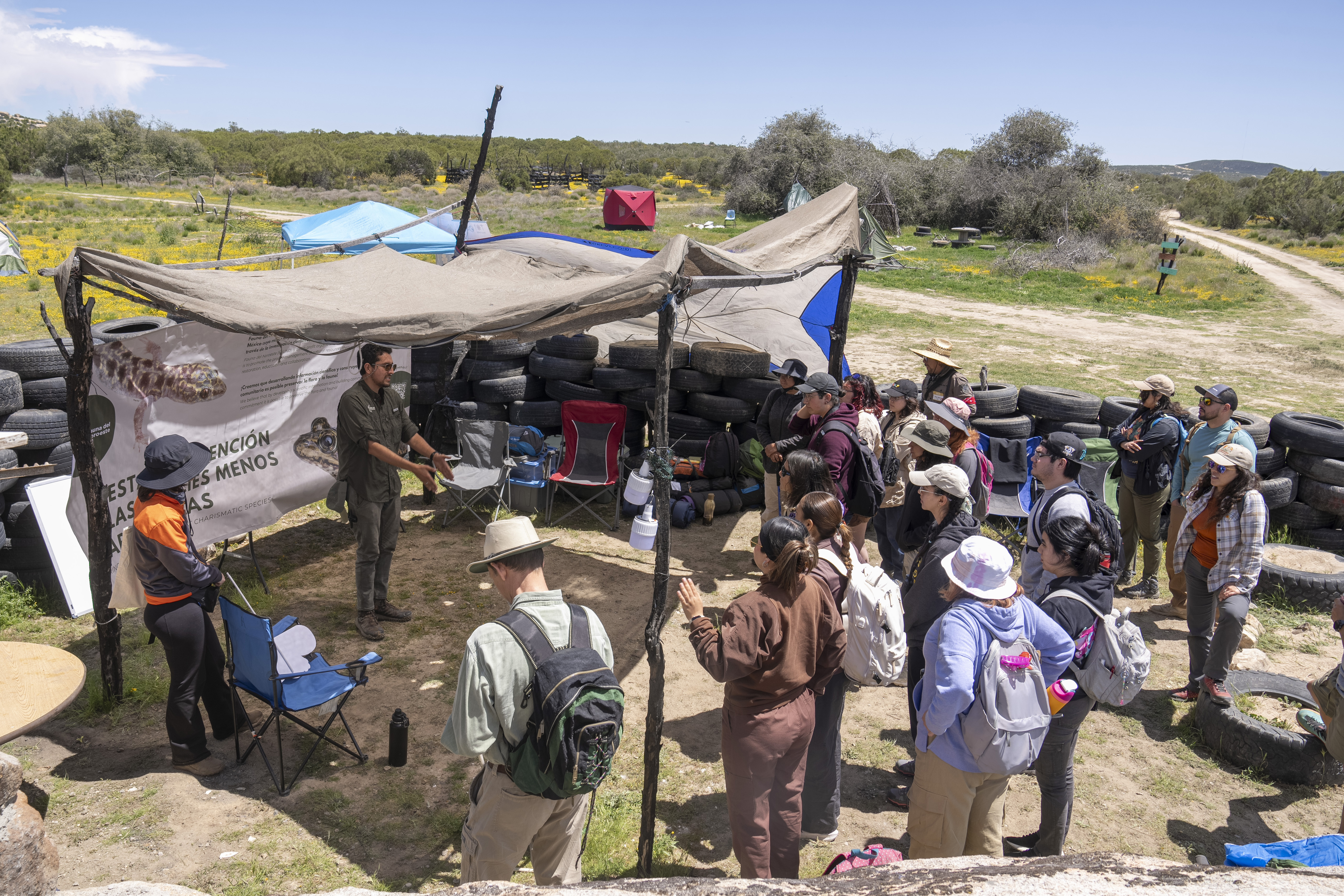 Members of the Baja California&#039;s conservation Baja Rare project lead a botanical expedition with college students to document native plants along the U.S.-Mexico border.<br />(Damian Dovarganes / AP Photo)