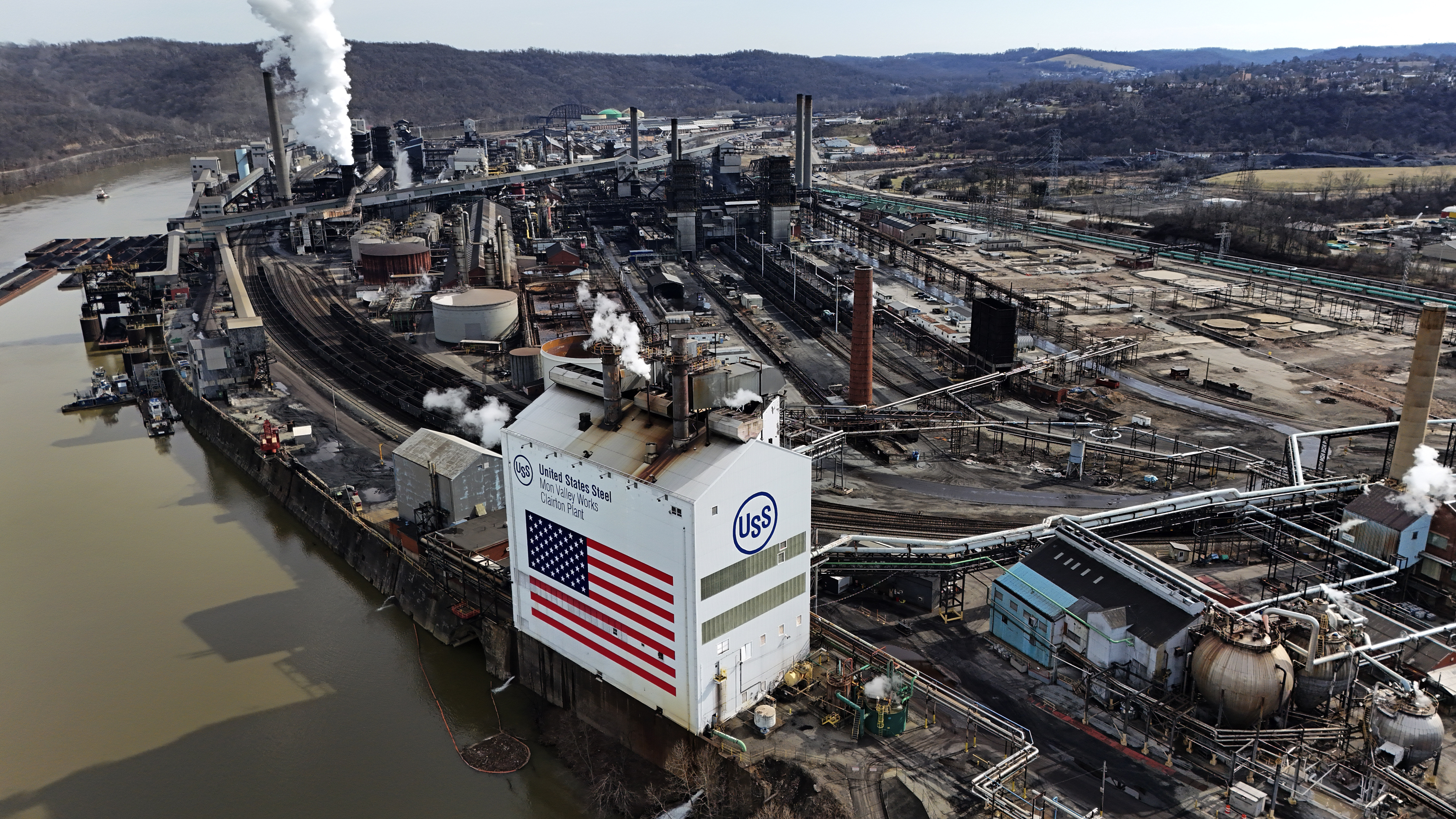 The United States Steel Mon Valley Works Clairton Plant in Clairton, Pa., is shown on Feb. 26, 2024. President Biden and Donald Trump agree on essentially nothing, from taxes and climate change to immigration and regulation. Yet on trade policy, the two presumptive presidential nominees have embraced surprisingly similar approaches.<br />(Gene J. Puskar / AP Photo)