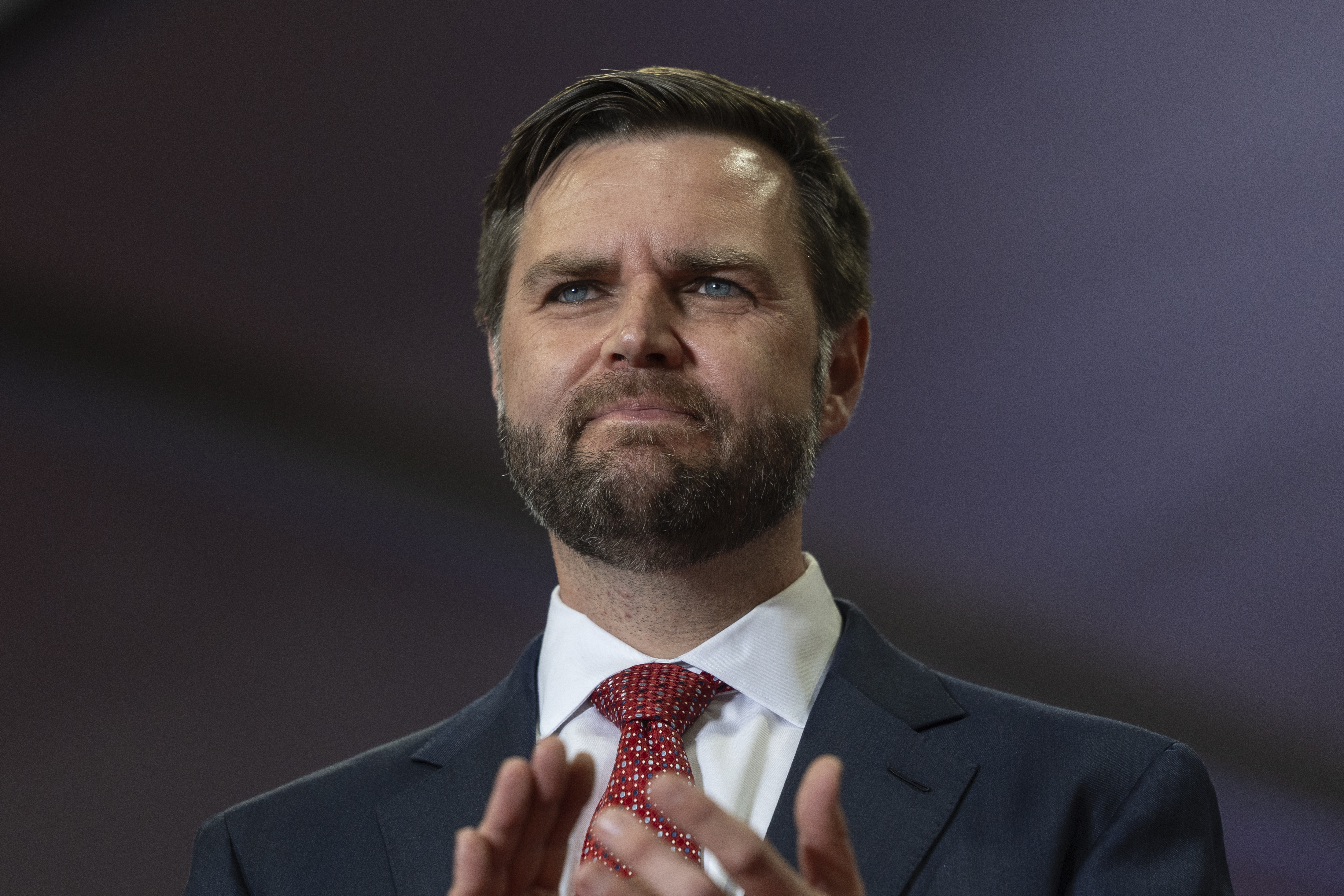 Republican vice presidential candidate Sen. JD Vance, R-Ohio, applauds while listening to Republican Arizona Senate candidate Kari Lake during a campaign event in Glendale, Ariz., Wednesday, July 31, 2024.<br />(Jae C. Hong / AP Photo)