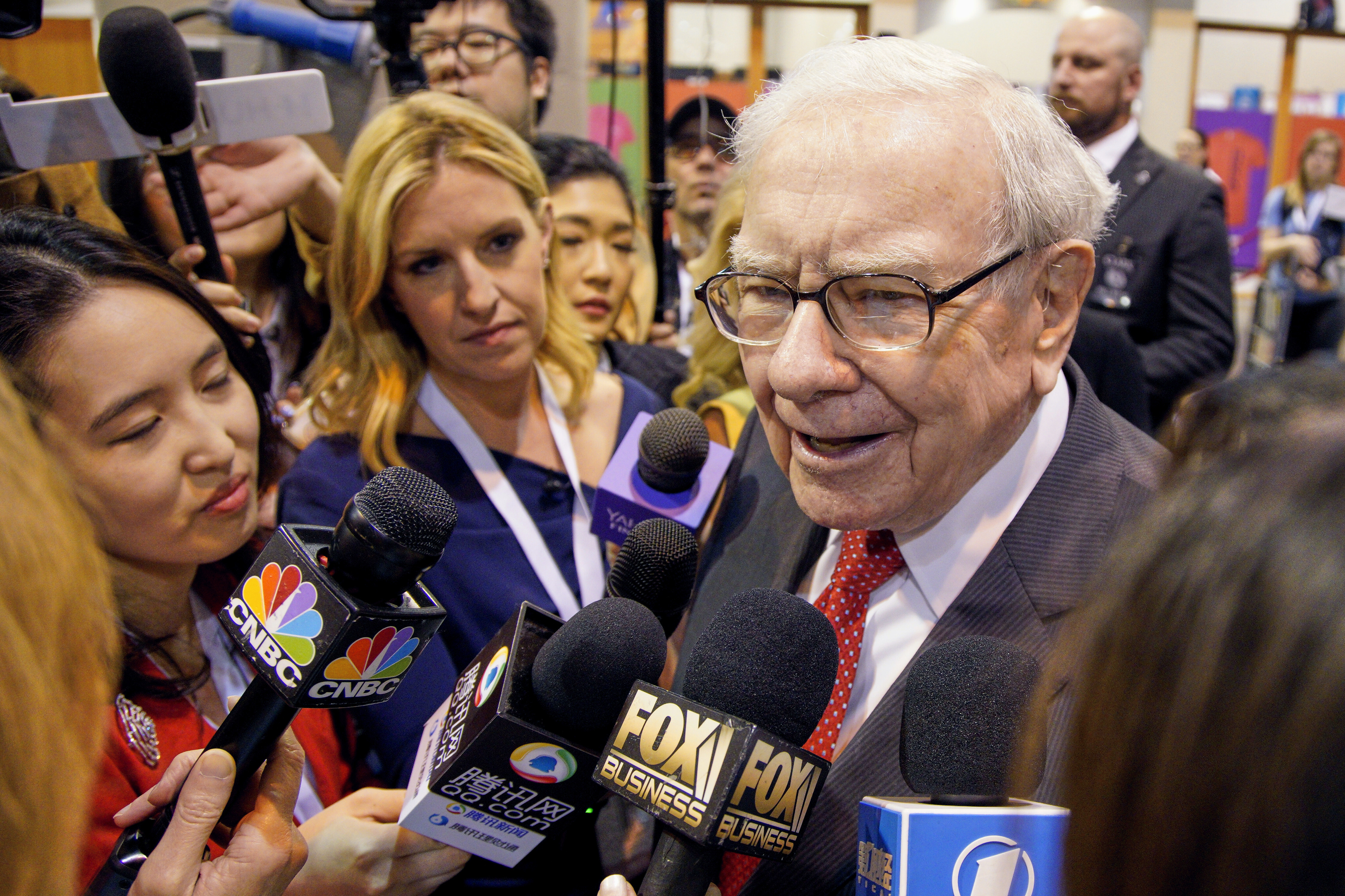 Warren Buffett, Chairman and CEO of Berkshire Hathaway, speaks to reporters before presiding over the annual shareholders meeting in Omaha, Neb., May 4, 2019.<br />(Nati Harnik / AP Photo)