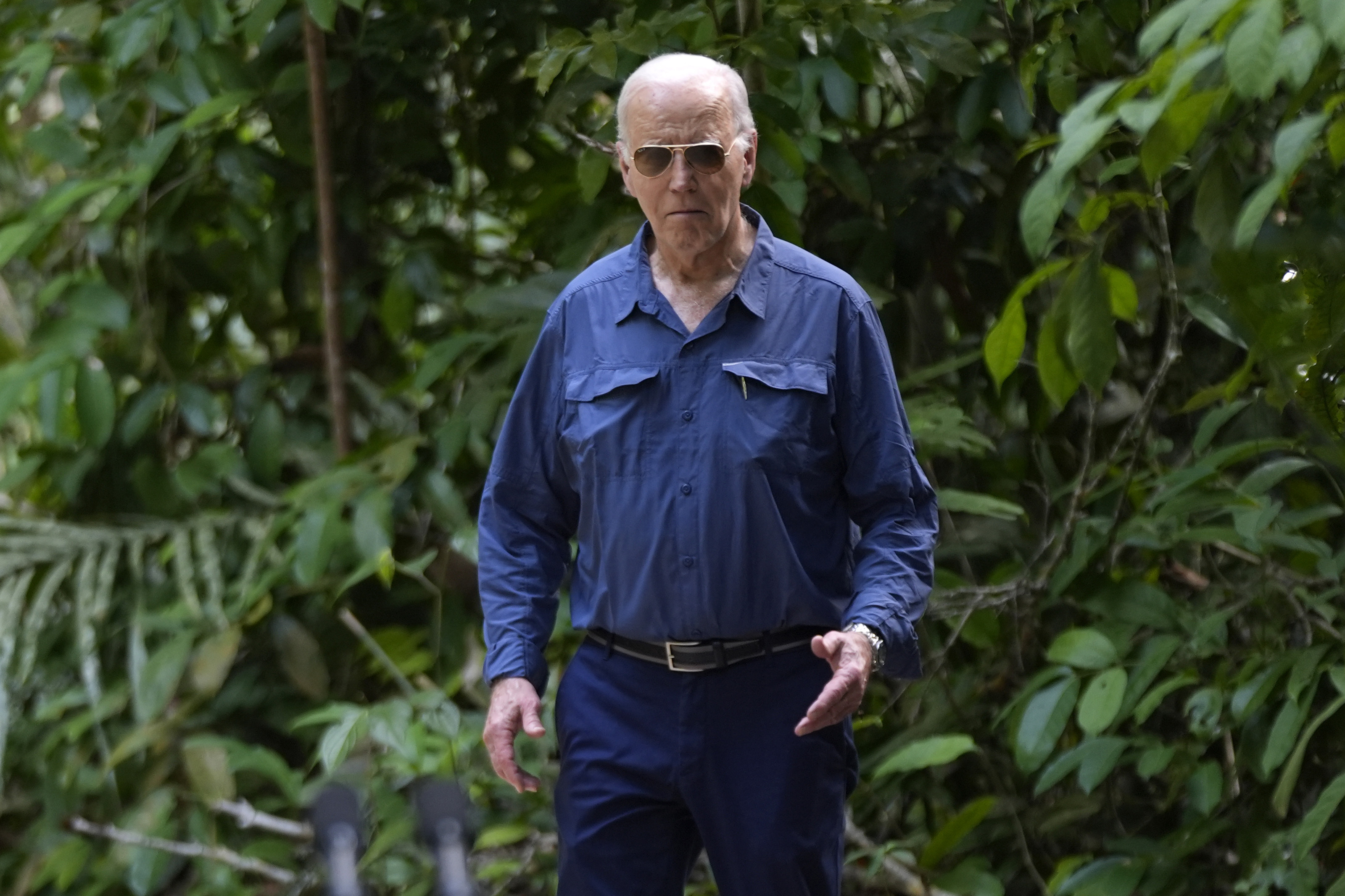 President Joe Biden walks to speak following a tour of the Museu da Amazonia, Sunday, Nov. 17, 2024, in Manaus, Brazil.<br />(Manuel Balce Ceneta / AP Photo)