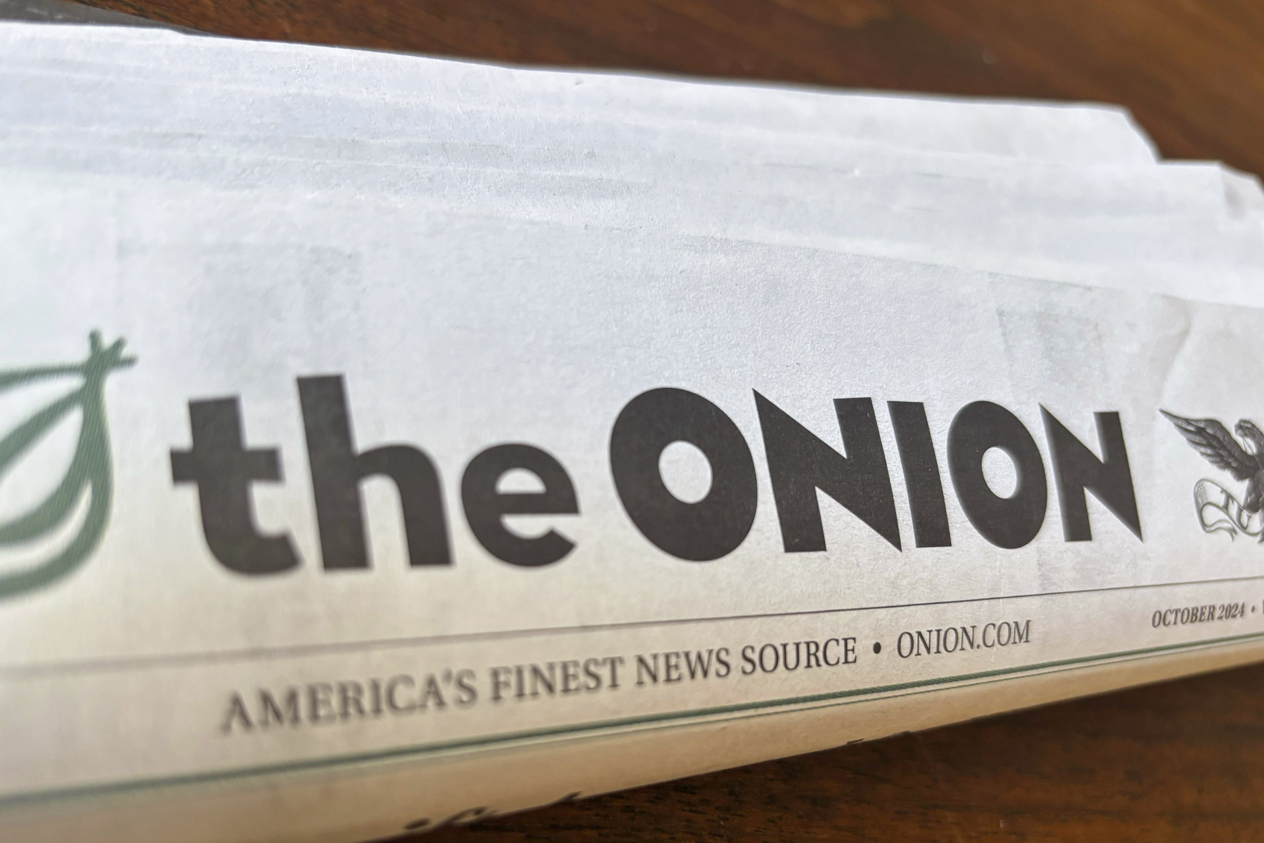 A copy of the satirical outlet The Onion is seen Thursday, Nov. 14, 2024, in Little Rock, Ark.<br />(Jill Bleed / AP Photo)