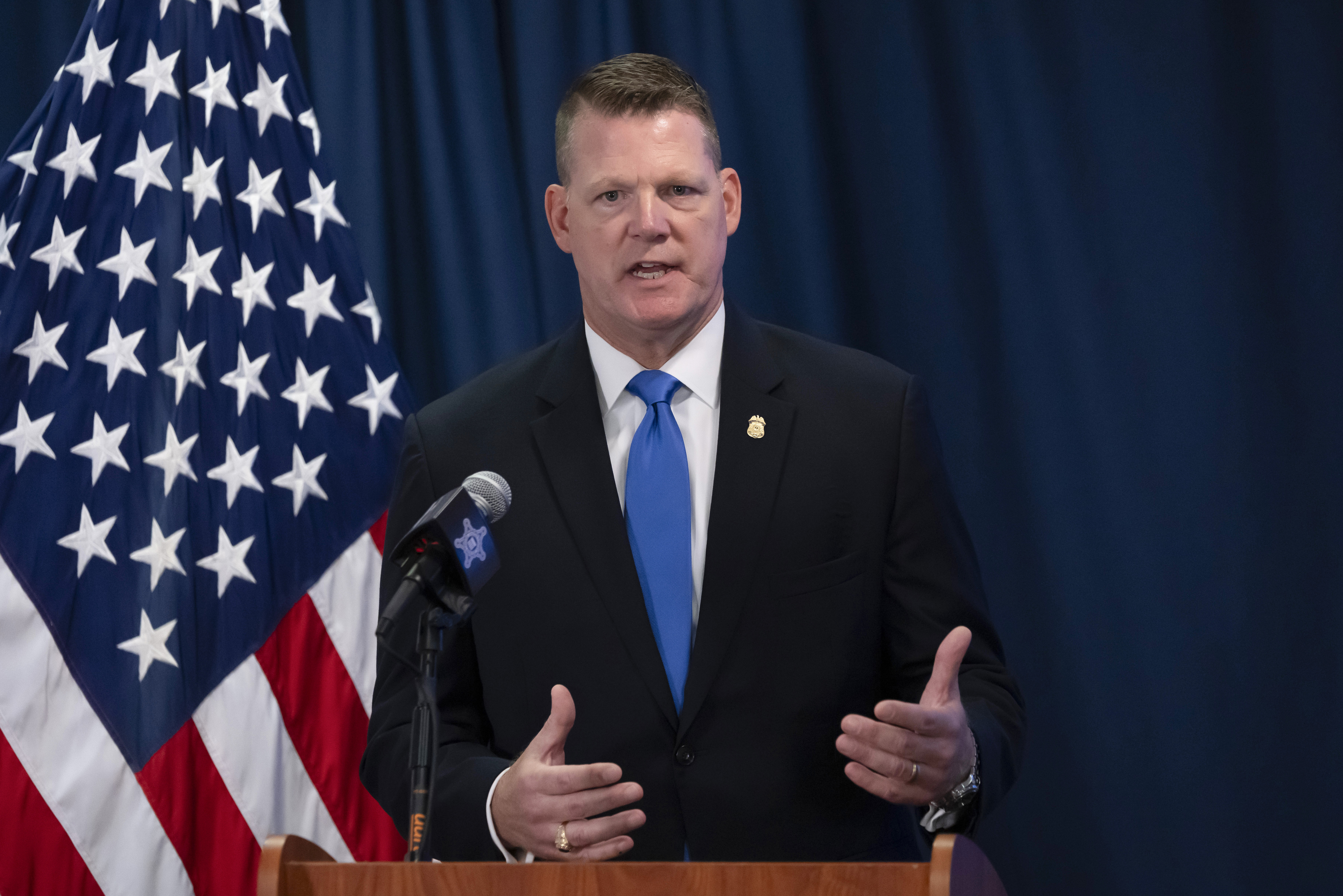 Ronald Rowe, acting director of the U.S. Secret Service, speaks to reporters at the agency&#039;s headquarters in Washington, Sept. 20, 2024.<br /> (Ben Curtis/ AP Photo)