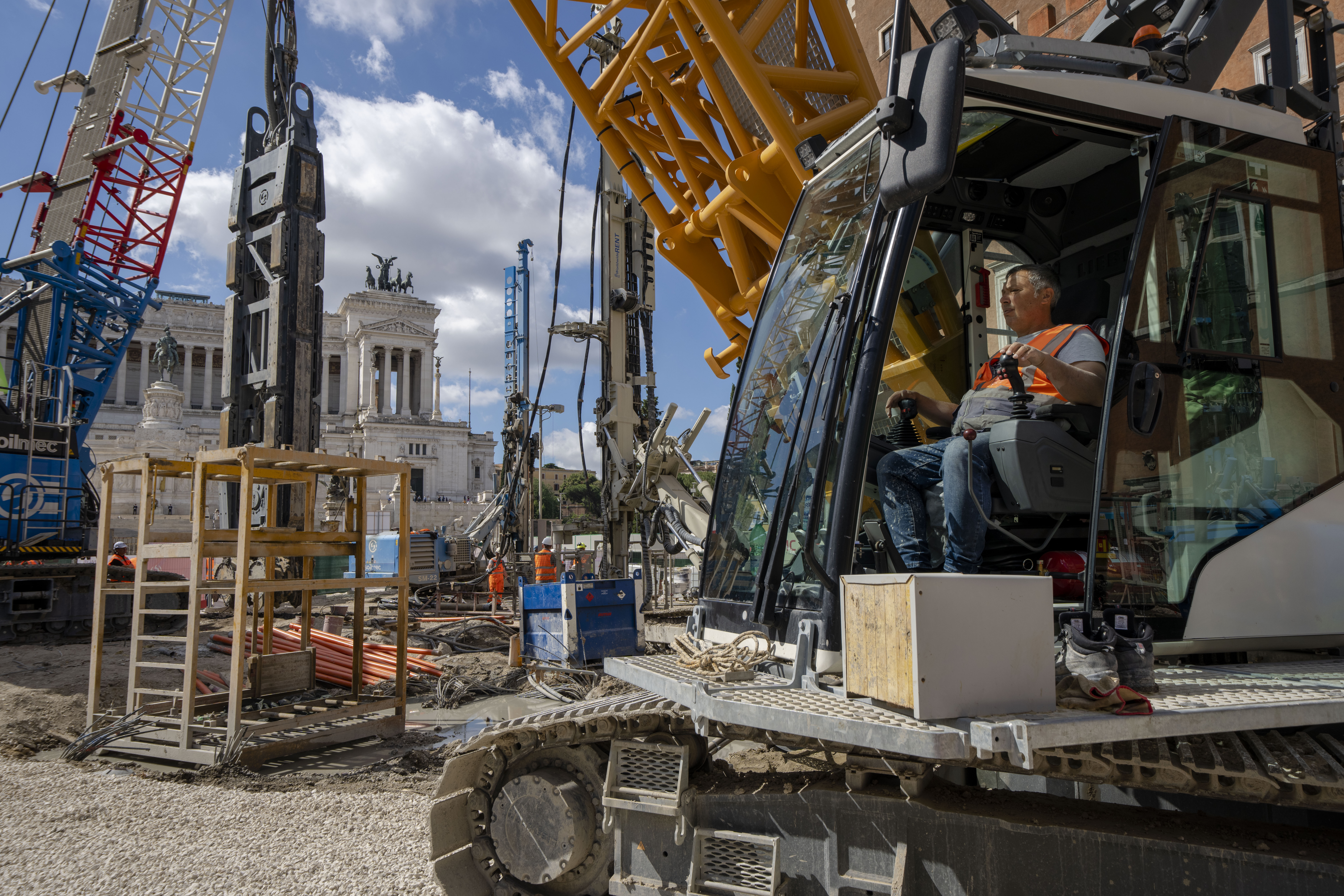 A view of the construction site of the new 25.5-kilometer Metro C subway main hub in Piazza Venezia in central Rome, Thursday, May 23, 2024.<br />(Domenico Stinellis / AP Photo)