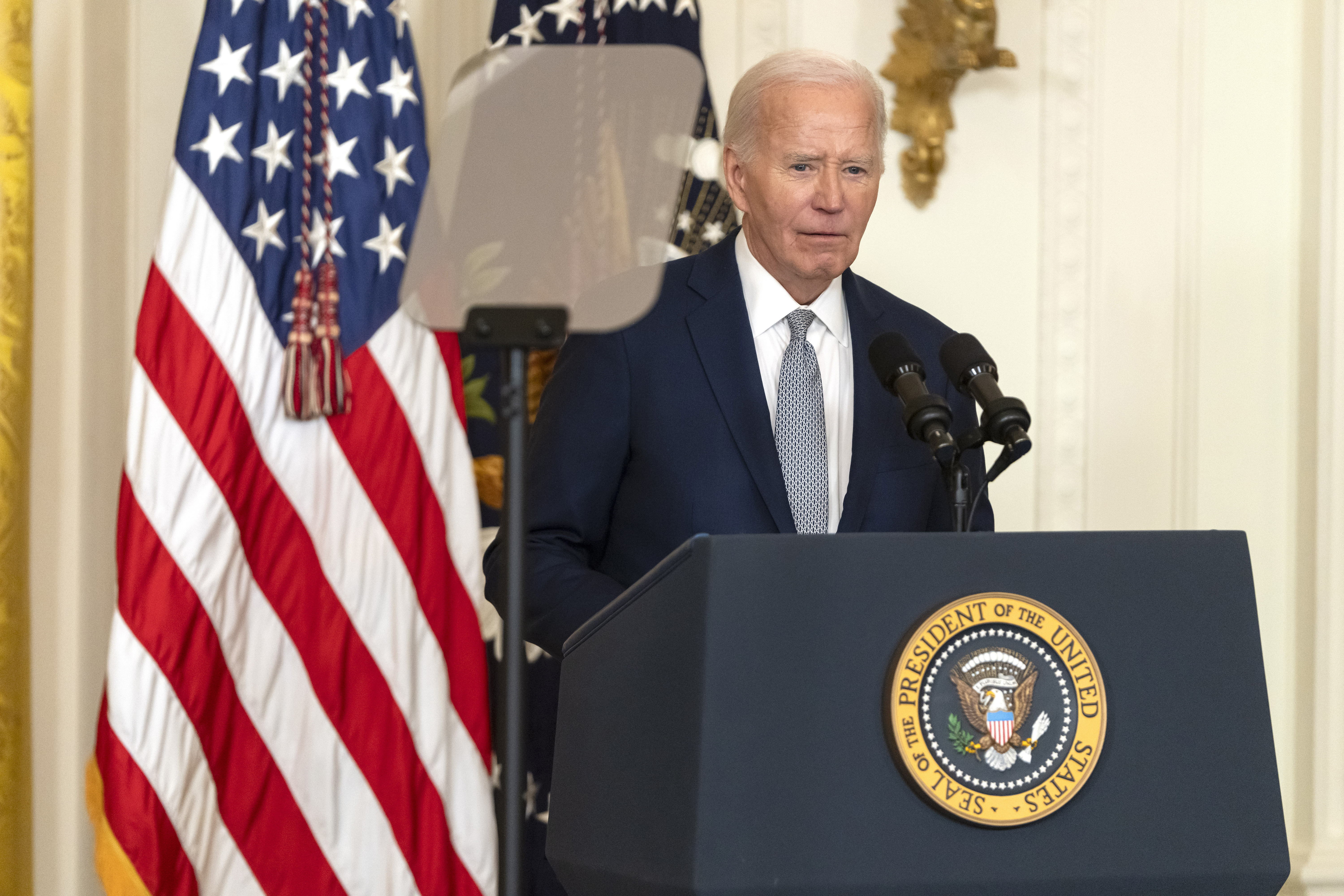 President Joe Biden speaks at an event to award the Presidential Citizens Medal to recipients in the East Room at the White House, Thursday, Jan. 2, 2025, in Washington.<br /> (Mark Schiefelbein / AP Photo)