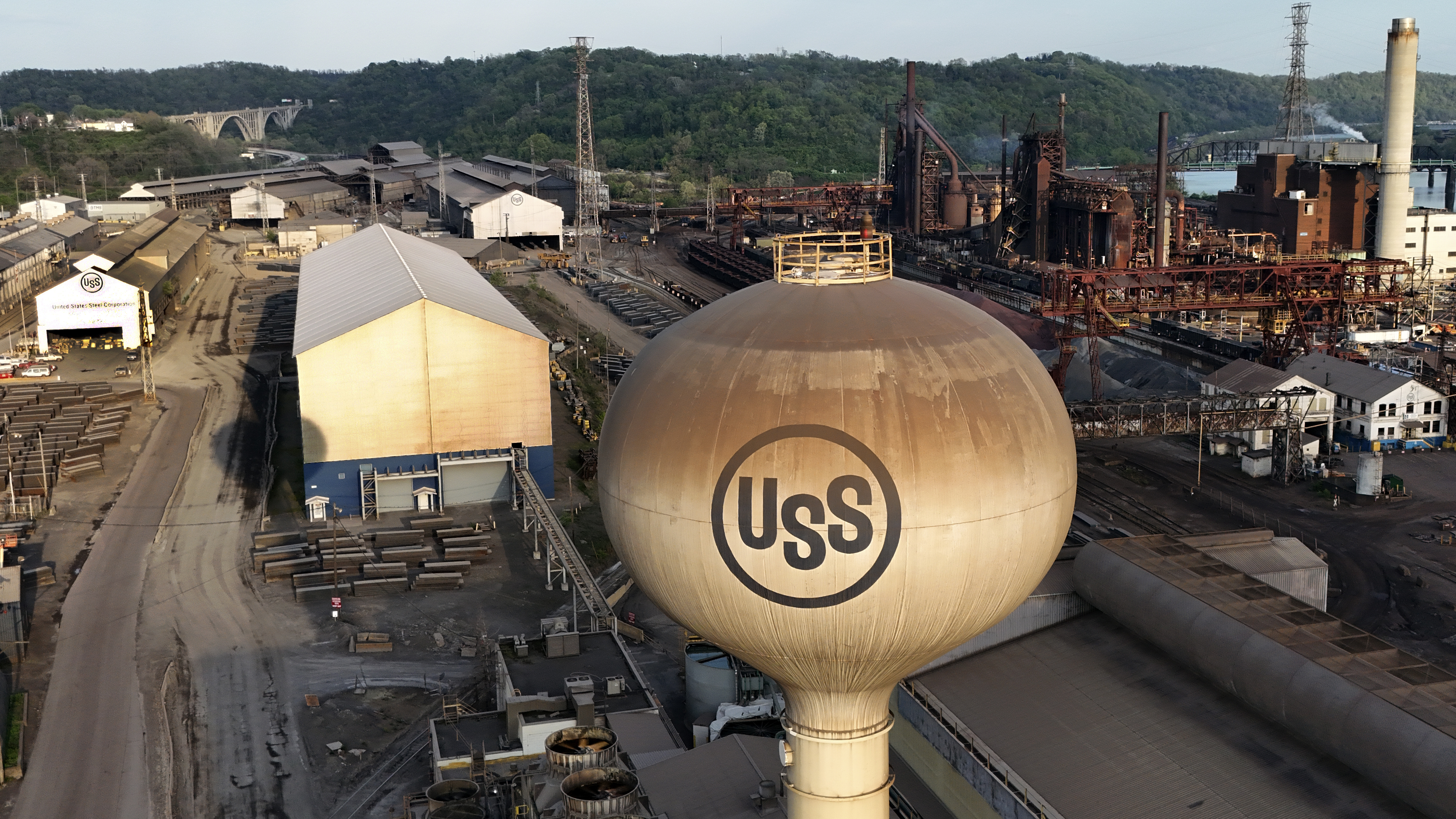 This is a portion of US Steel&#039;s Edgar Thomson Works in Braddock, Pa., on Sunday, Apr., 28, 2024.<br />(Gene J. Puskar / AP Photo)