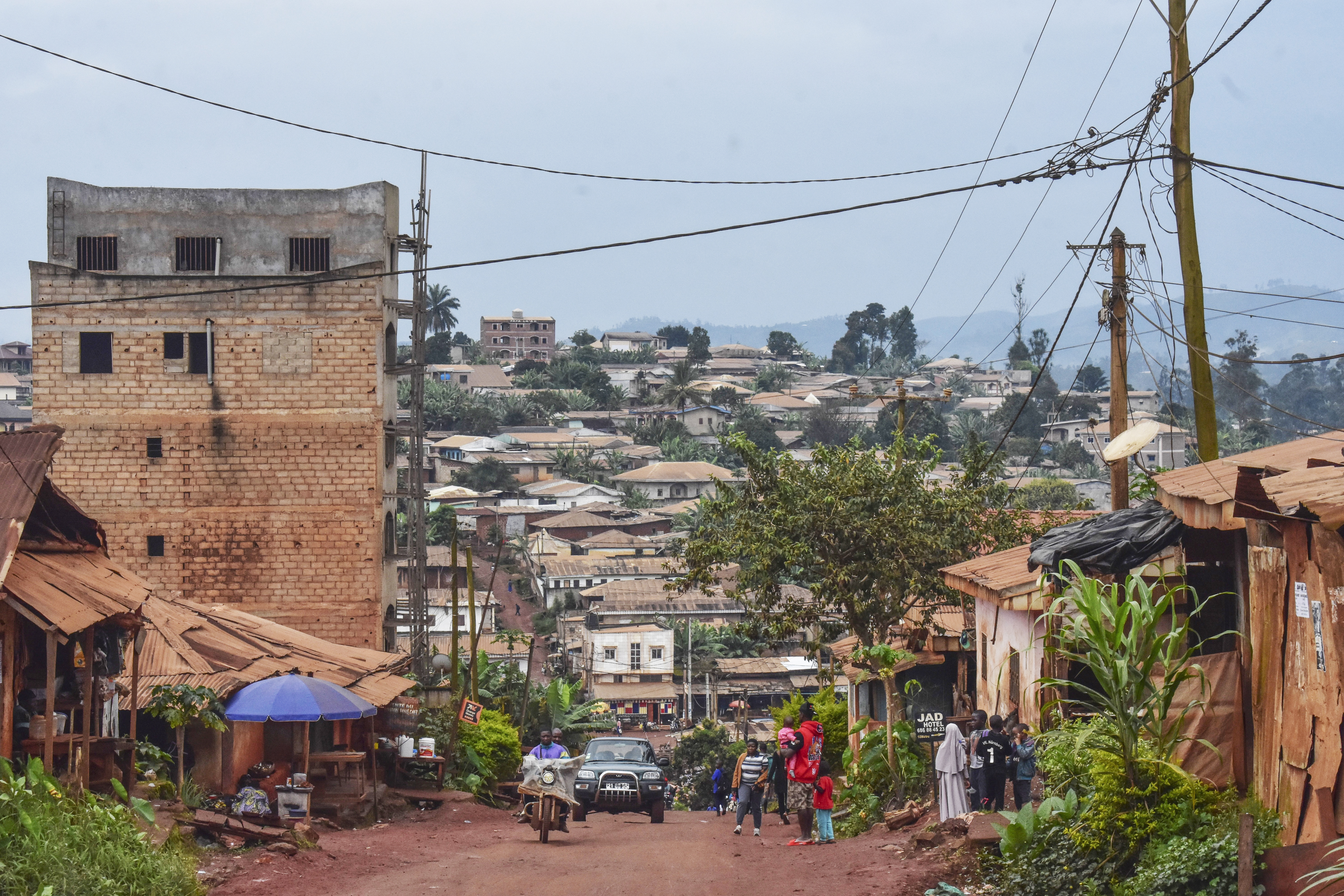 A view of a street where Ateasong Belts Tajoah teaches philosophy, helping to rebuild a community scarred by conflict, in Dschang, Cameroon, Friday, Dec. 1, 2024.<br />(Robert Bociaga / AP Photo)