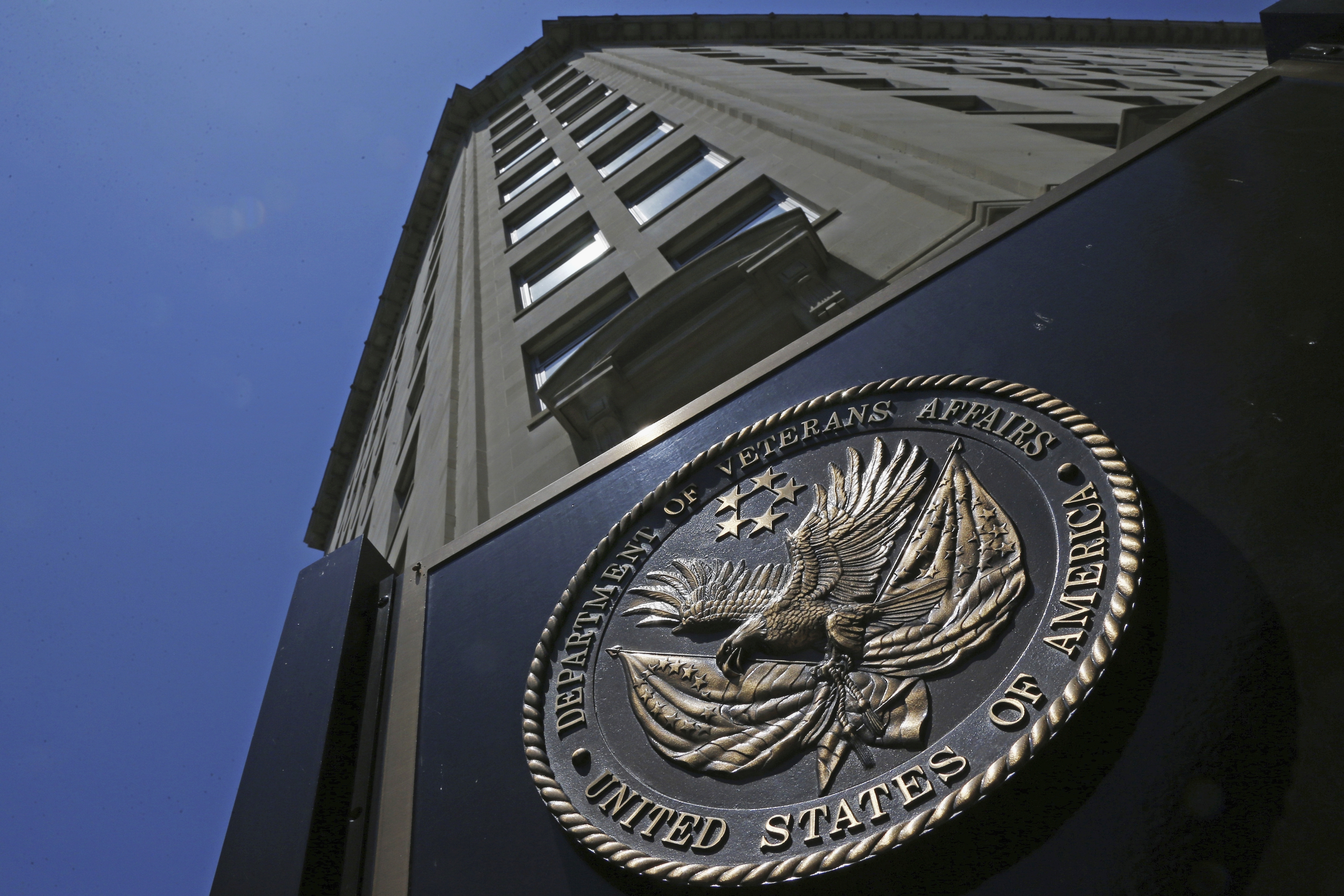 The seal is seen at the Department of Veterans Affairs building in Washington, June 21, 2013.<br />(Charles Dharapak / AP Photo)