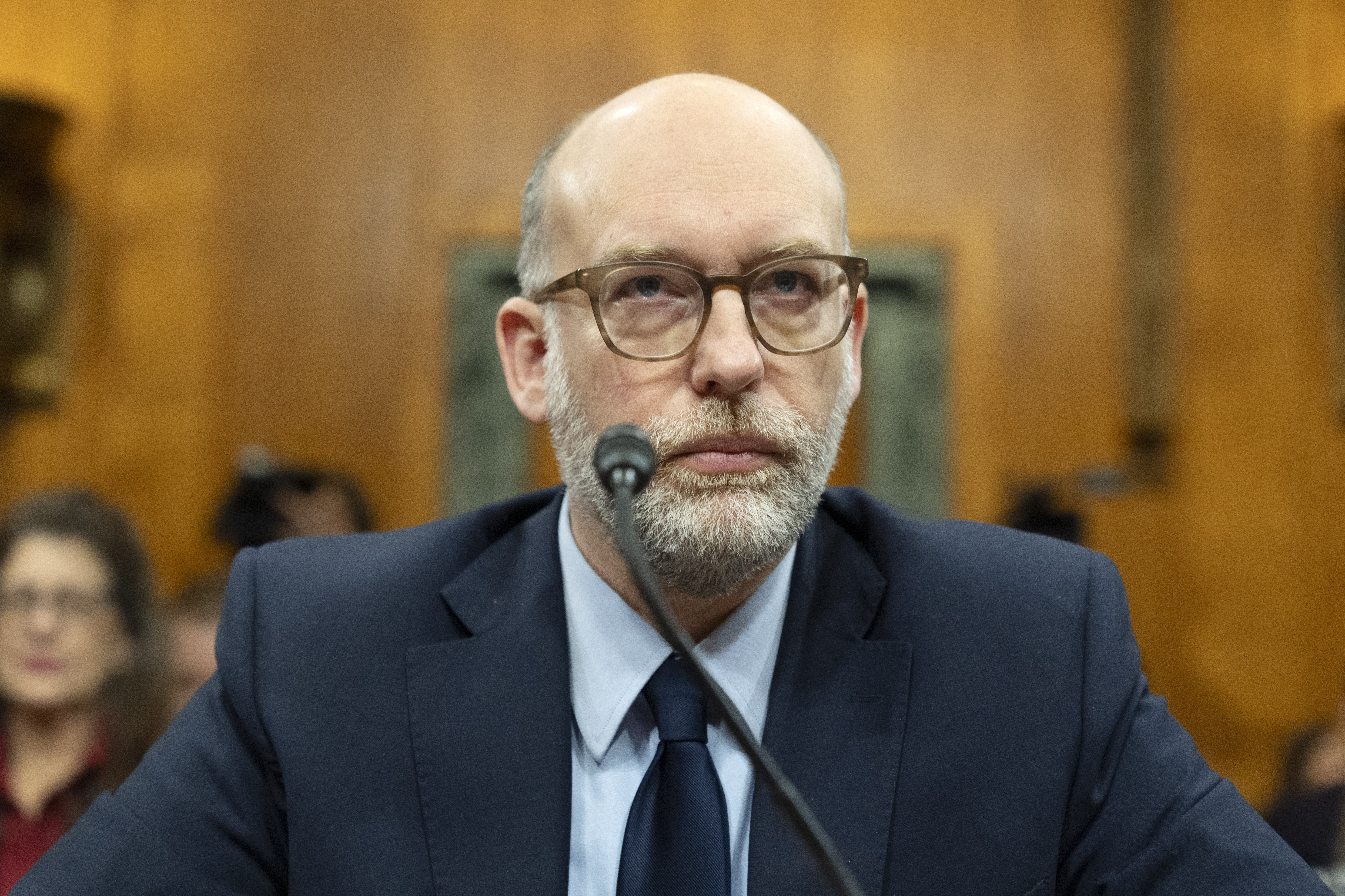 Russell Vought, President Donald Trump&#039;s choice for Director of the Office of Management and Budget, appears before the Senate Budget Committee during a hearing to examine his nomination, on Capitol Hill in Washington, Jan. 22, 2025.<br />(Jacquelyn Martin / AP Photo)