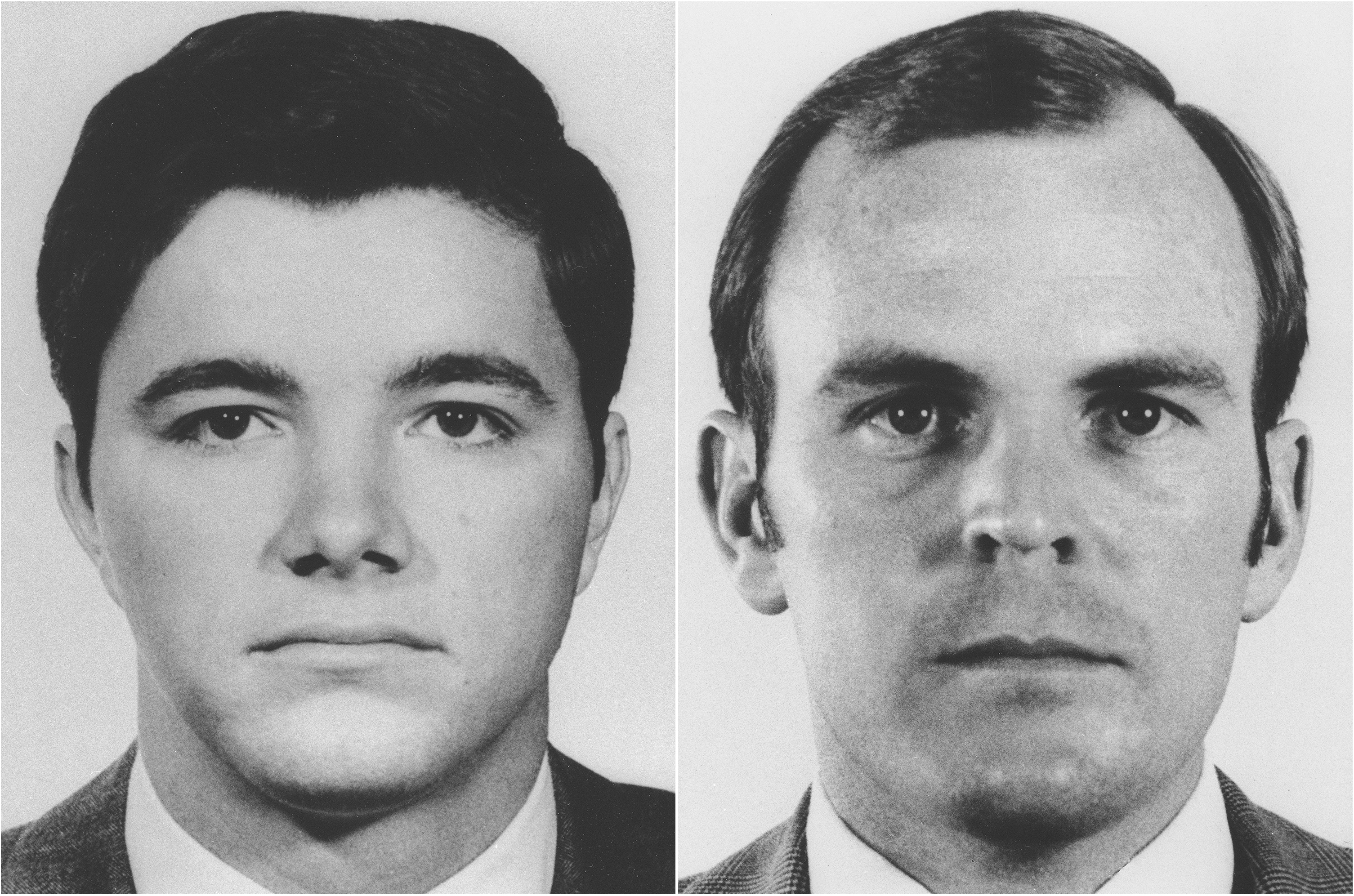This combination of images provided by the Federal Bureau of Investigation on June 27, 1975, shows Special Agent Ronald A. Williams (left) and Special Agent Jack R. Coler (right).<br />(Federal Bureau of Investigation via AP)