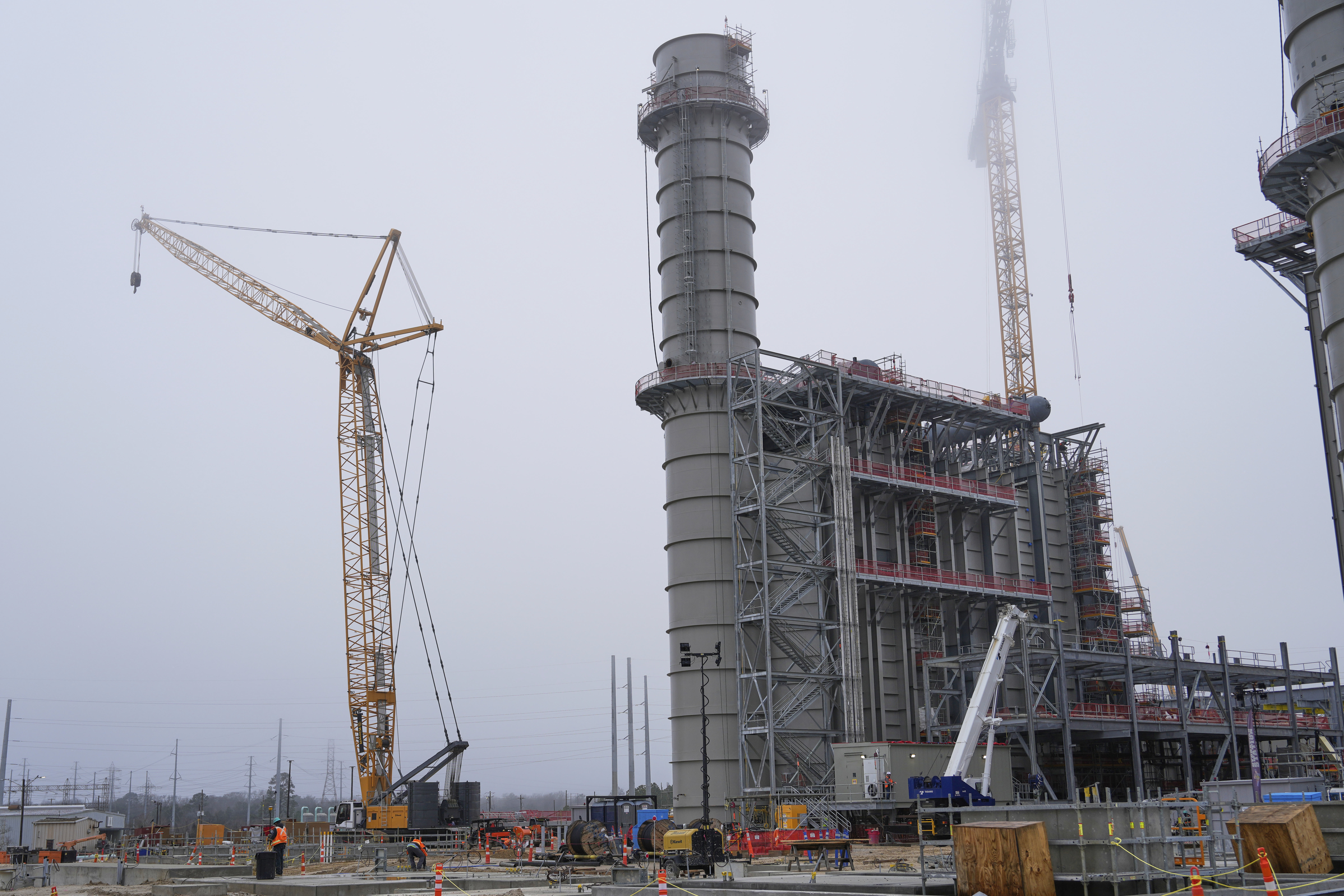 One of the heat recovery steam generators at Entergy&#039;s Orange County Advanced Power Station, a 1,215-megawatt facility under construction, is shown Monday, Feb. 24, 2025, in Orange, Texas.<br />(David J. Phillip / AP Photo)