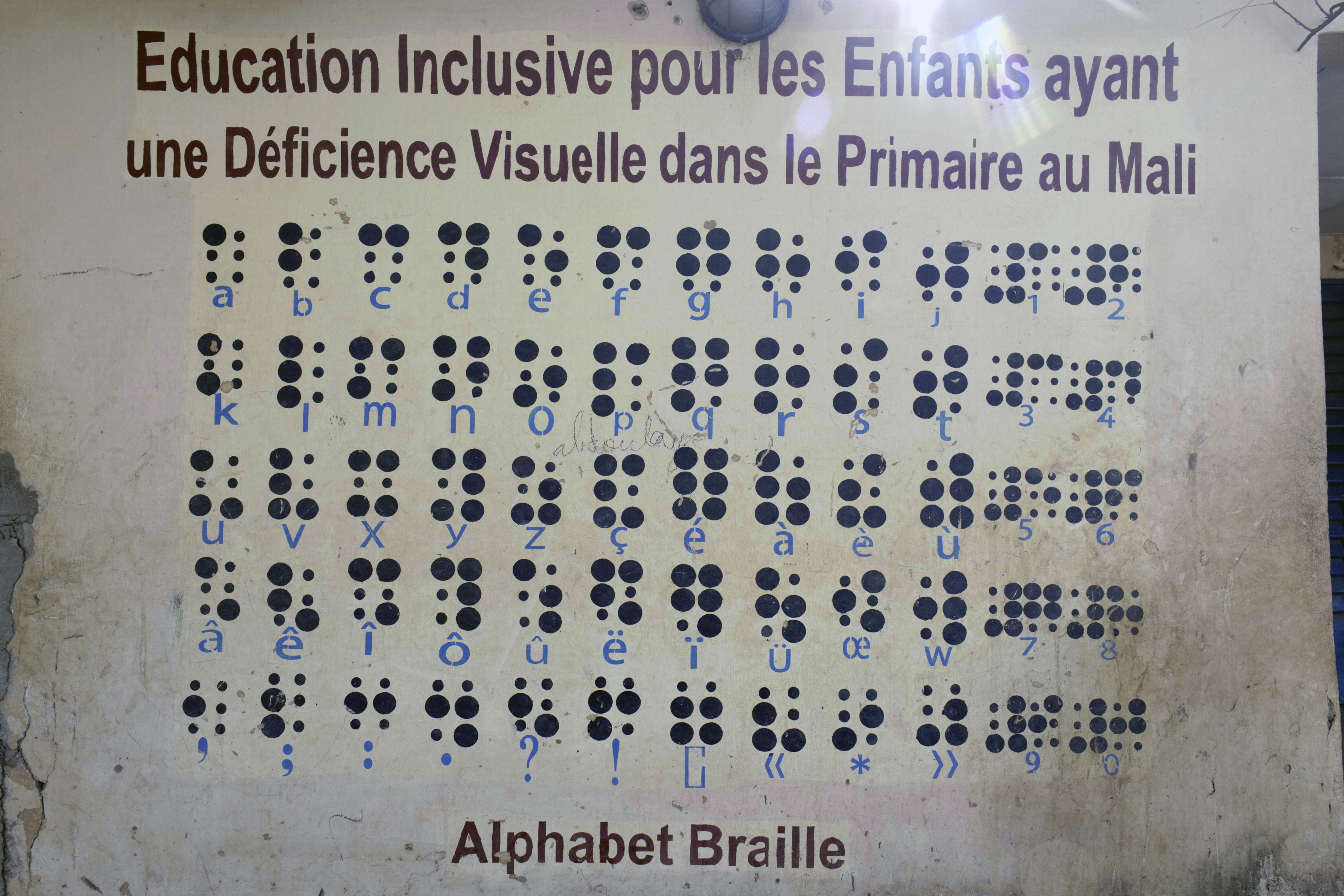 A Braille alphabet on display in Bamako, Mali, Sunday, Jan. 26, 2025.<br />(Moustapha Diallo / AP Photo)