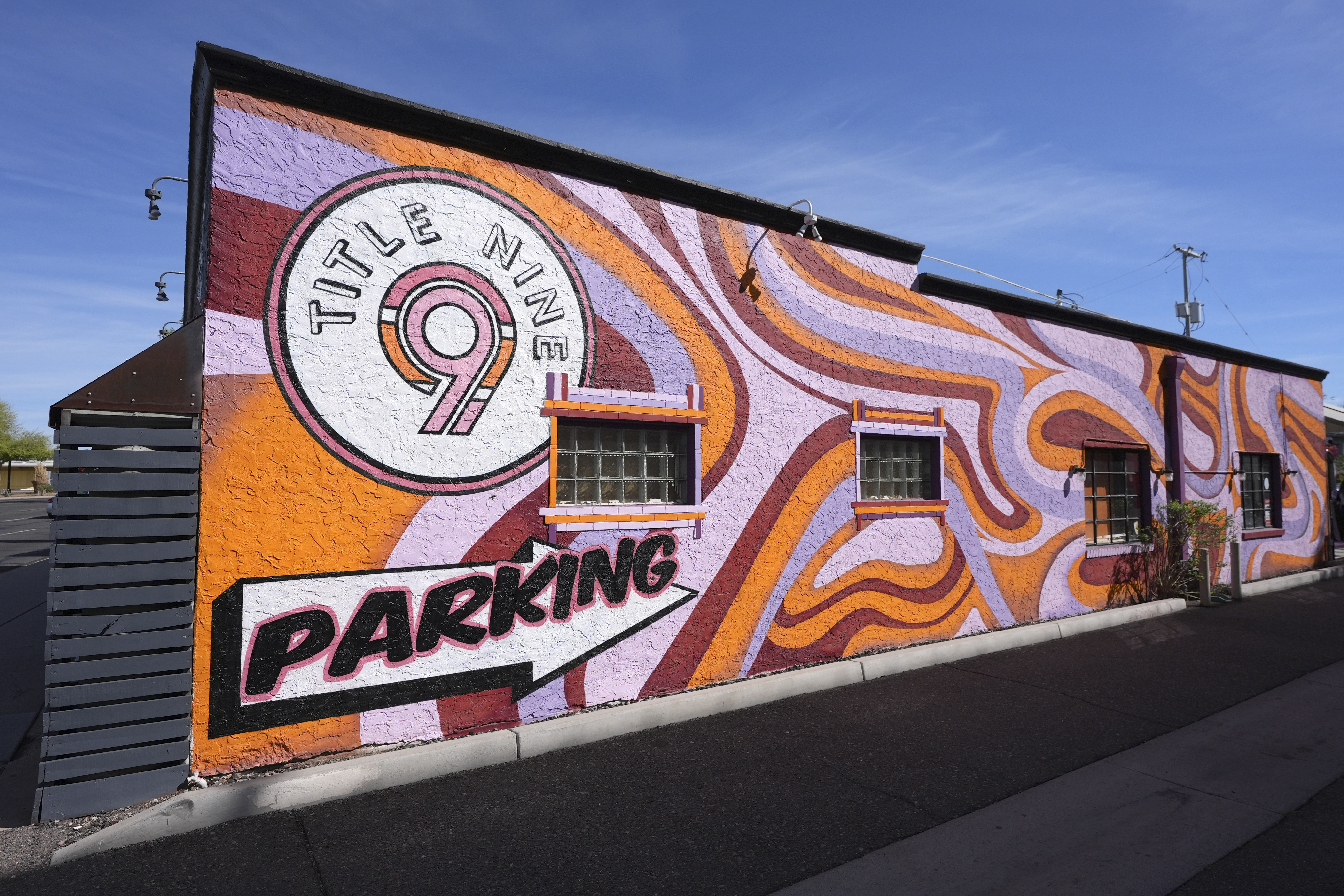The exterior of the new Title 9 sports grill at the grand opening Sunday, March 16, 2025, in Phoenix.<br />(Ross D. Franklin / AP Photo)