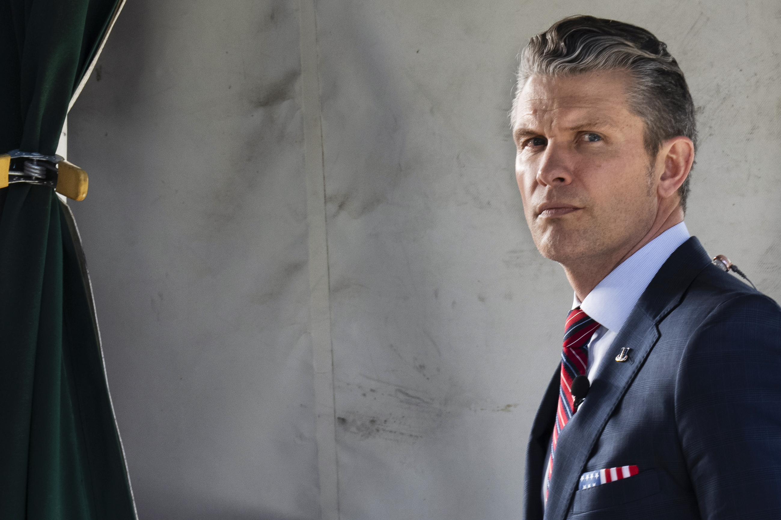 Defense Secretary Pete Hegseth does a television interview outside the White House, Friday, March 21, 2025, in Washington.<br />(Jacquelyn Martin / AP Photo)