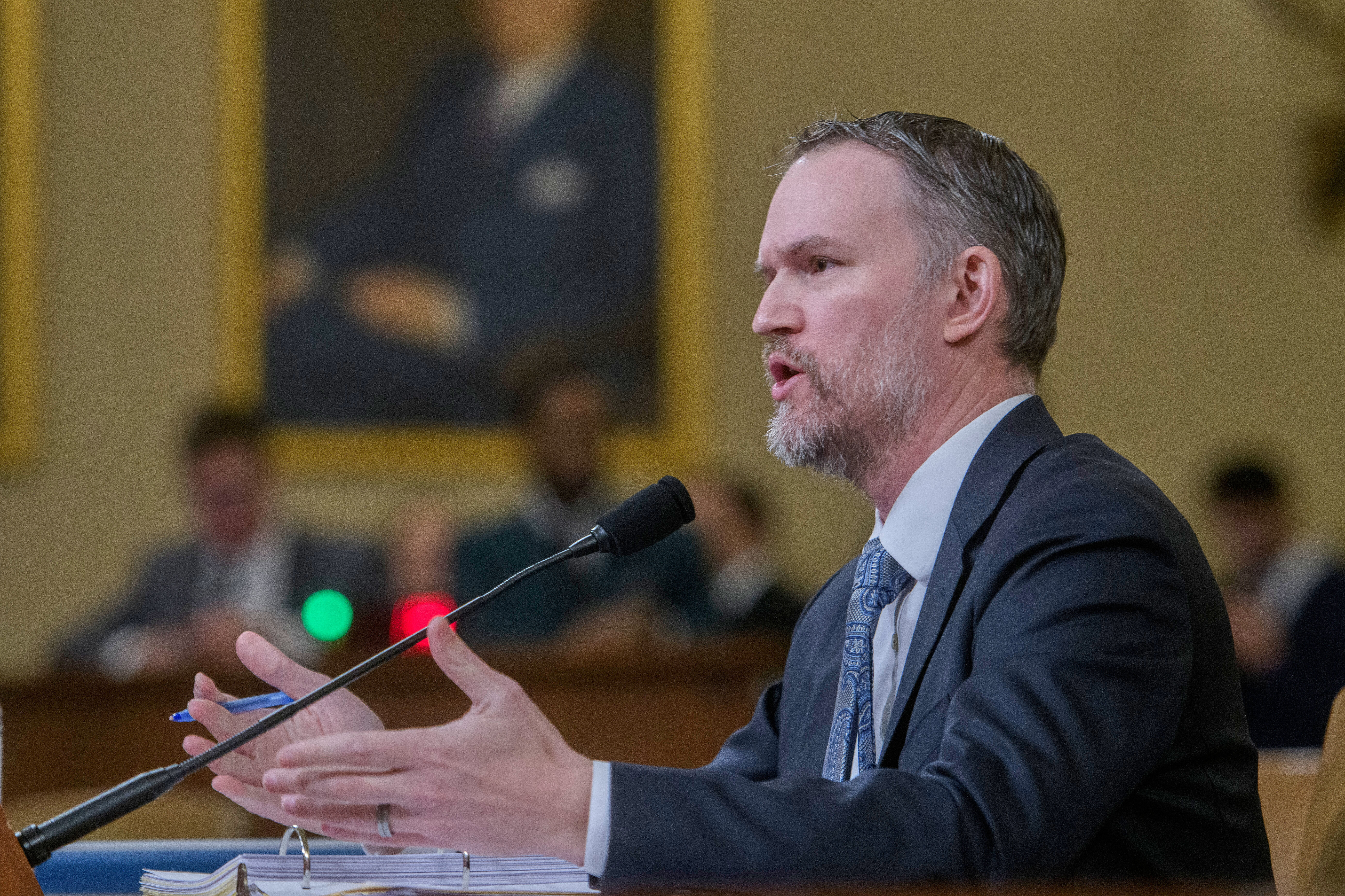 U.S. Trade Representative Jamieson Greer testifies during a House Committee on Ways and Means hearing on Capitol Hill, Wednesday, April 9, 2025, in Washington.<br />(Rod Lamkey, Jr. / AP Photo)