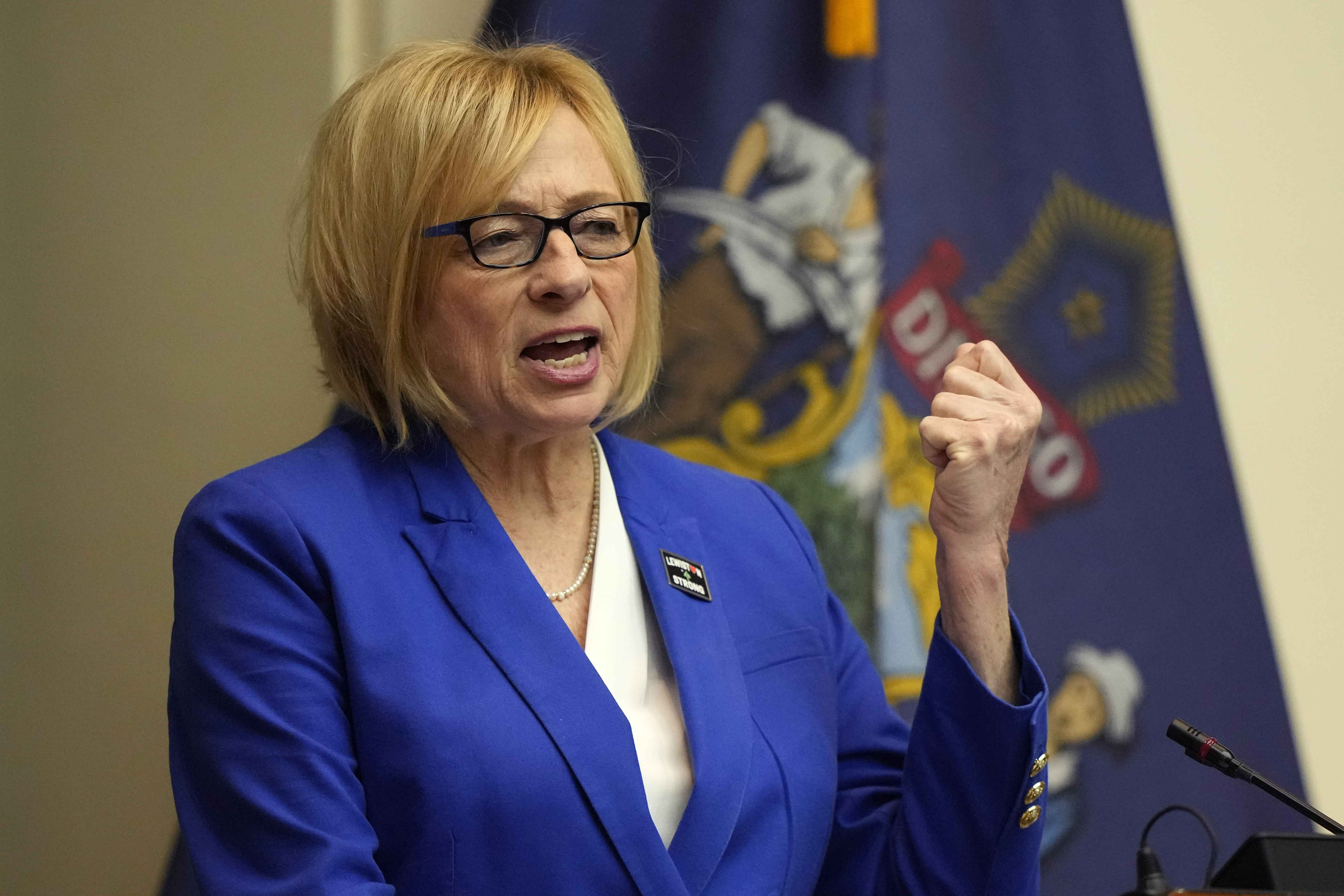 Democratic Gov. Janet Mills delivers her State of the State address, Jan. 30, 2024, at the State House in Augusta, Maine.<br />(Robert F. Bukaty / AP Photo)