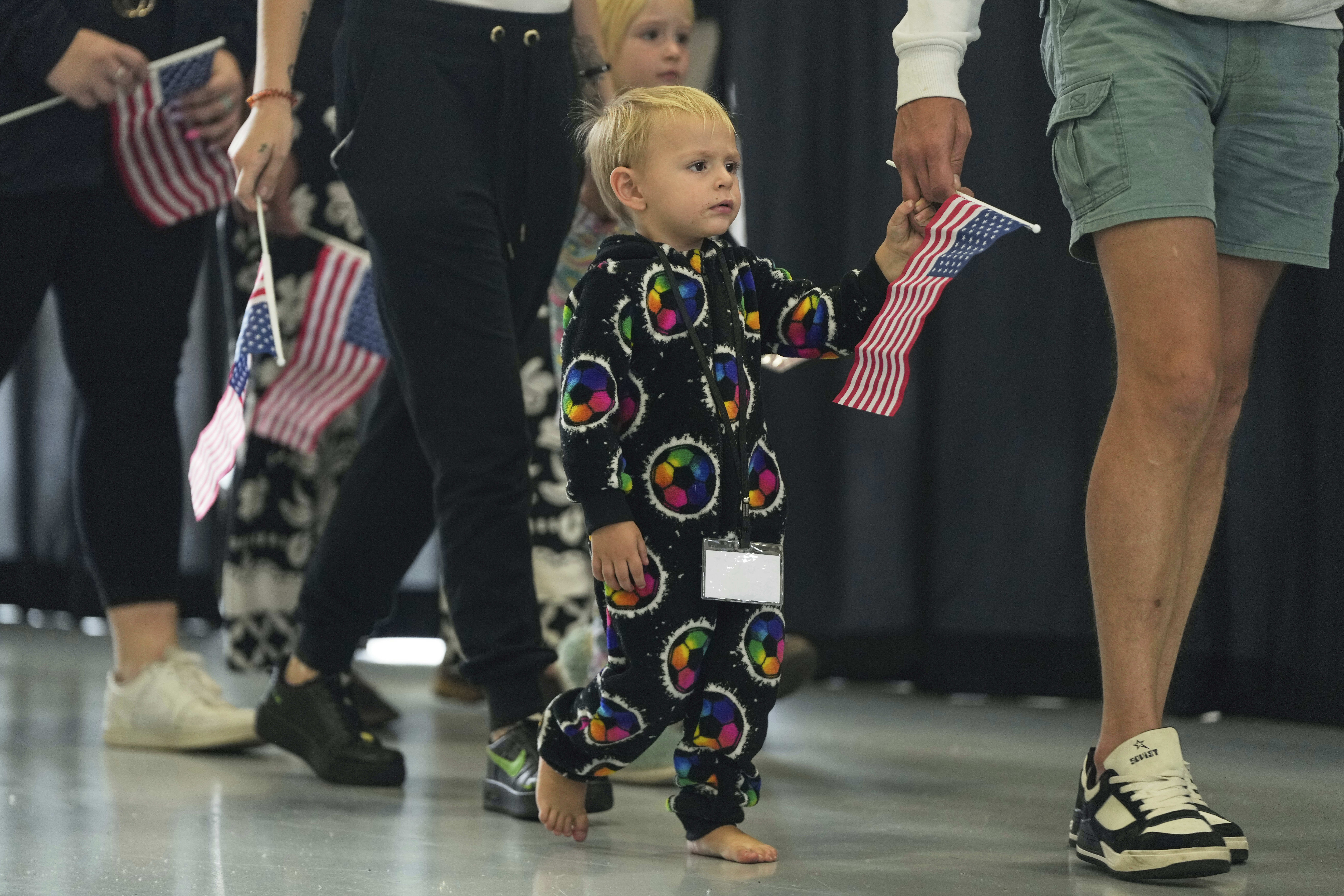 Afrikaner refugees from South Africa arrive, Monday, May 12, 2025, at Dulles International Airport in Dulles, Va.<br />(Julia Demaree Nikhinson / AP Photo)
