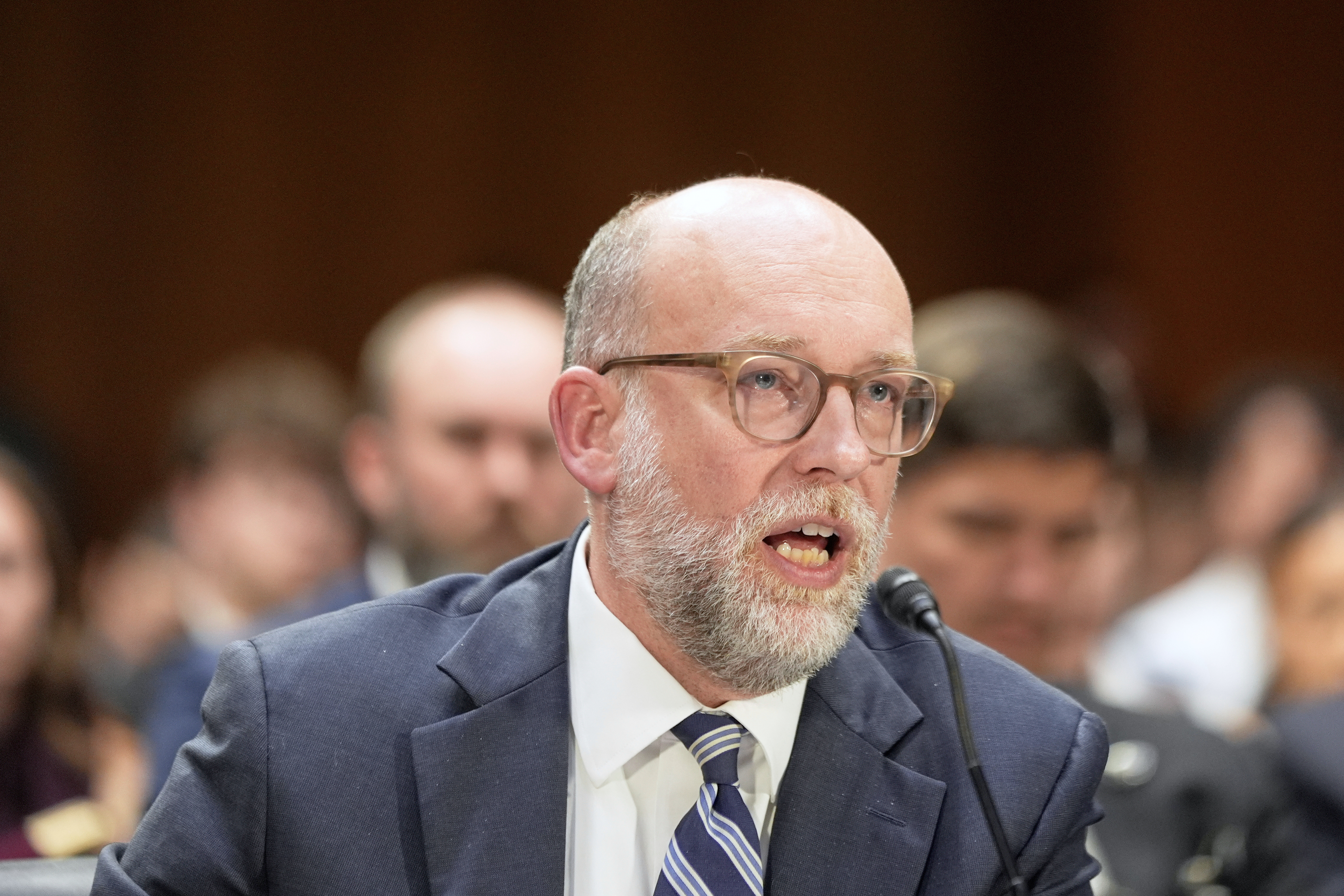 Office of Management and Budget director Russell Vought testifies during a Senate Appropriations Committee hearing on the rescissions package on Capitol Hill, Wednesday, June 25, 2025, in Washington.<br />(Mariam Zuhaib / AP Photo)