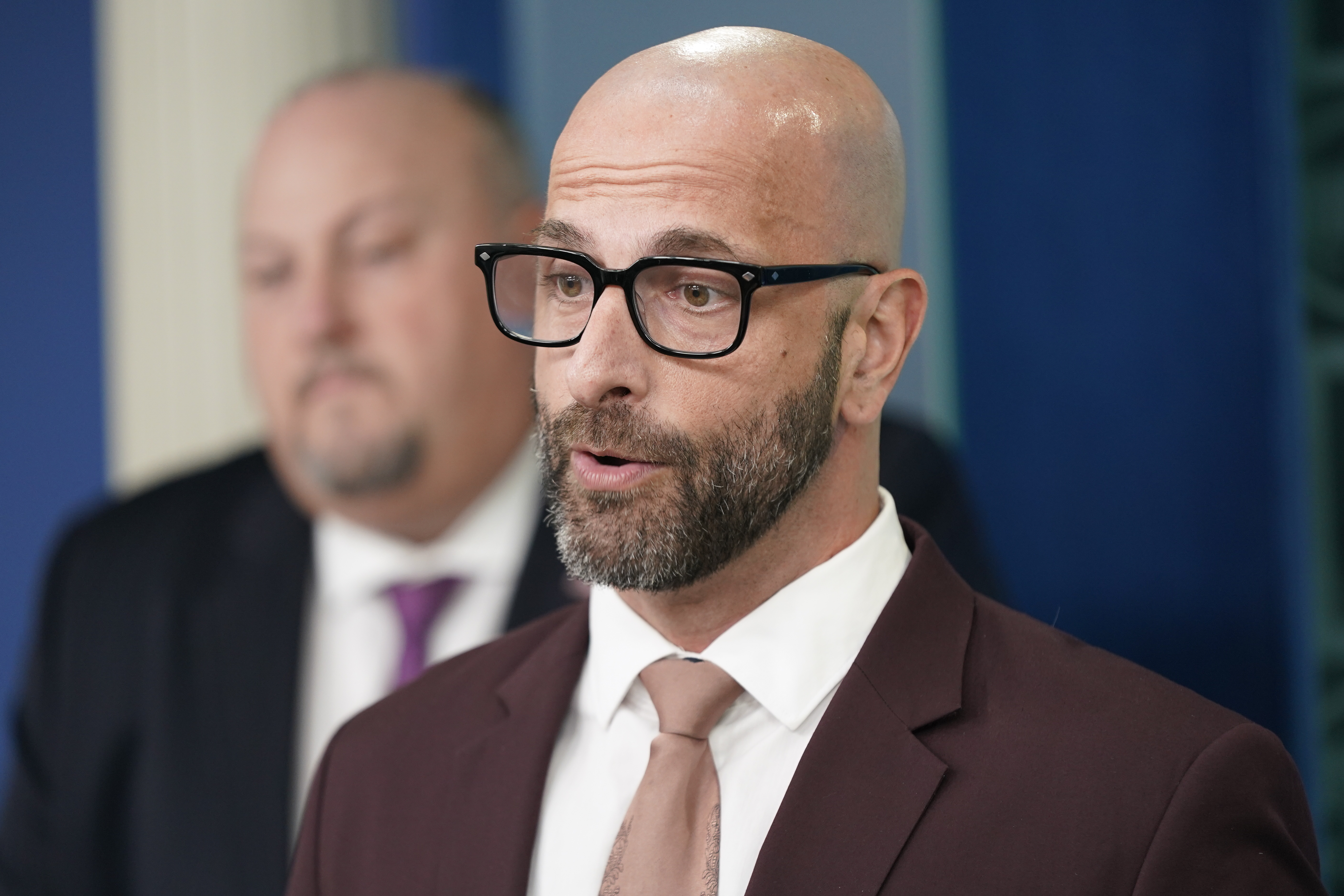 Dr. Demetre Daskalakis, head of the CDC’s National Center for Immunization and Respiratory Diseases, speaks during a press briefing at the White House, Sept. 7, 2022, in Washington.<br />(Patrick Semansky / AP Photo)