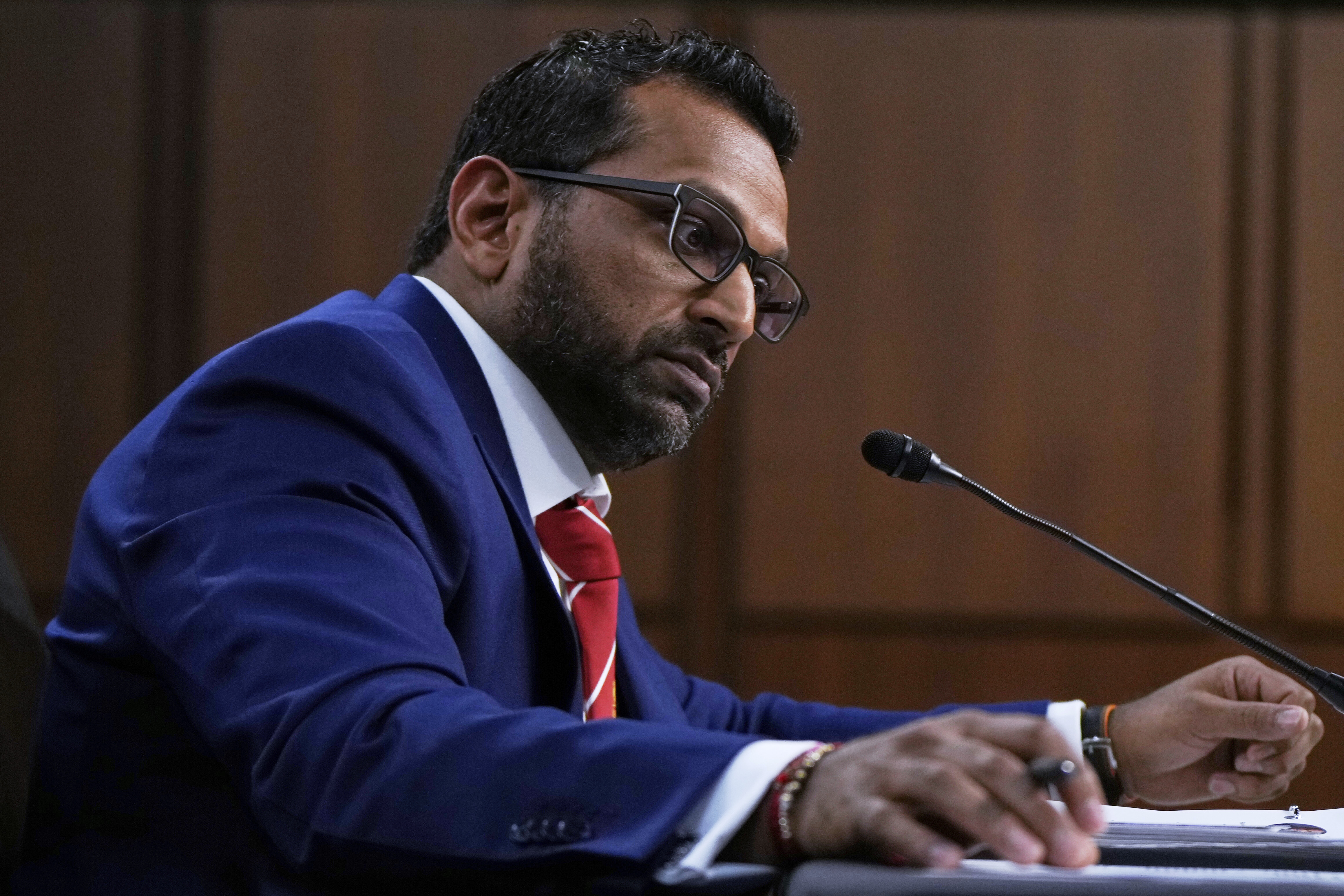 FBI Director Kash Patel appears before the Senate Judiciary Committee for his first oversight hearing, Tuesday, Sept. 16, 2025, at the Capitol in Washington.<br /> (Julia Demaree Nikhinson / AP Photo)