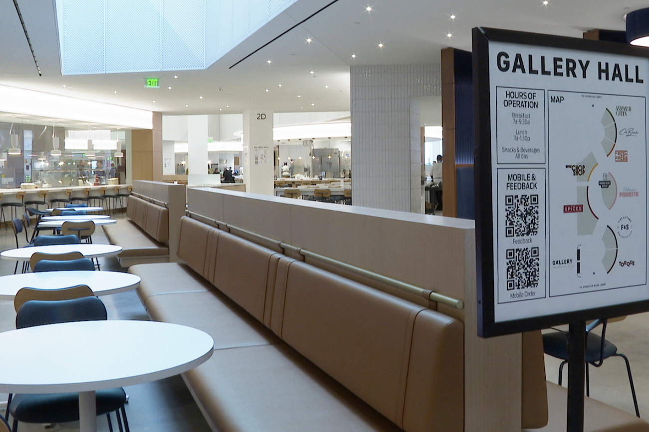This image taken from video shows the Gallery Hall food area in Ford Motor Co.&#039;s new headquarters building, Monday, Nov. 10, 2025, in Dearborn, Mich.<br />(Mike Householder / AP Photo)
