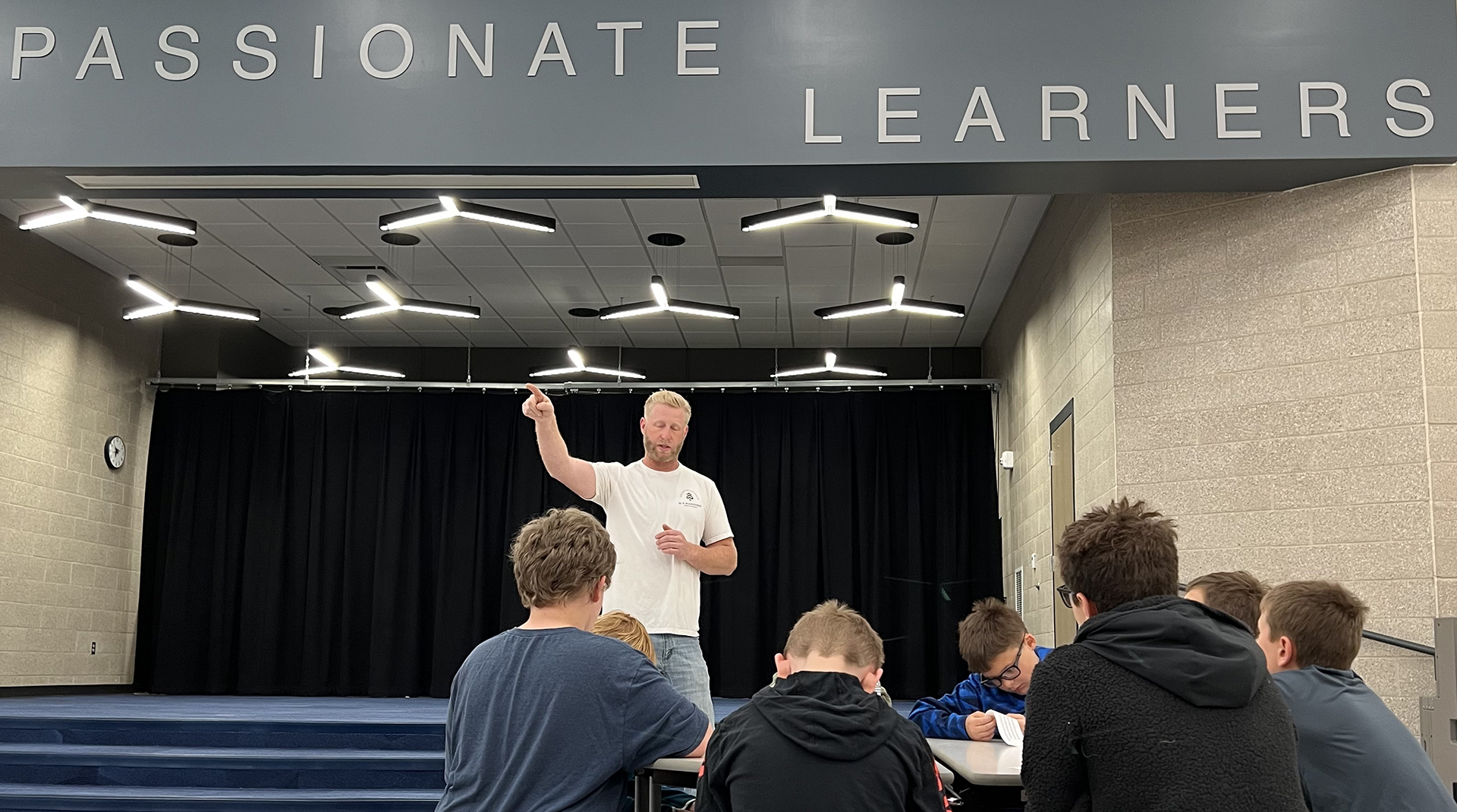 Arborist Mike Wiekhorst, chairperson of the Valley Tree Board, discusses Arbor Day and the importance of trees with DC West Community School fourth graders on Friday, April 28, 2023.