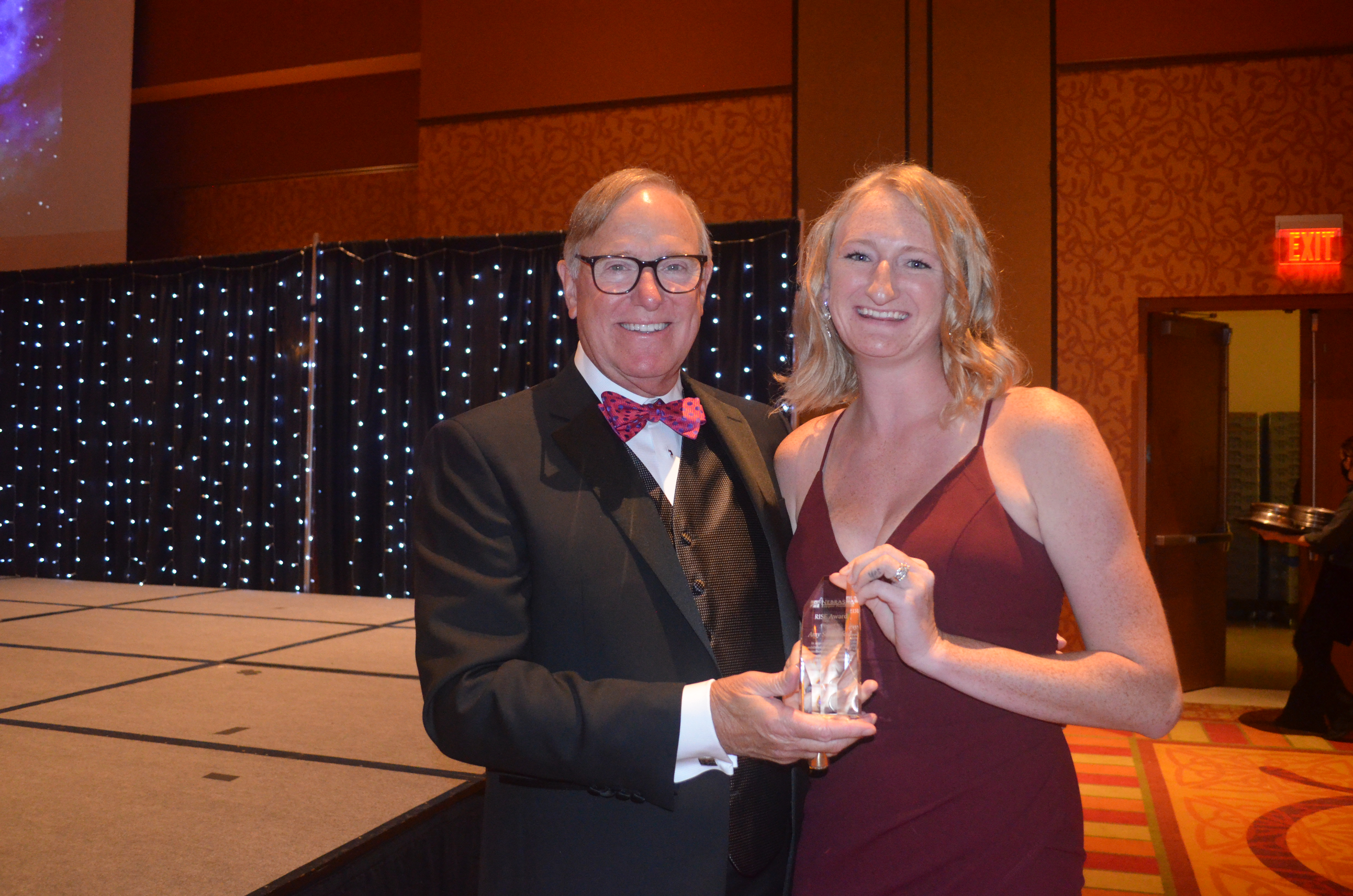 Amy Sonnenfeld accepts a RISE Award during the 2021 Barristers’ Ball at the La Vista Conference Center, Aug. 7, 2021. (NSBA)