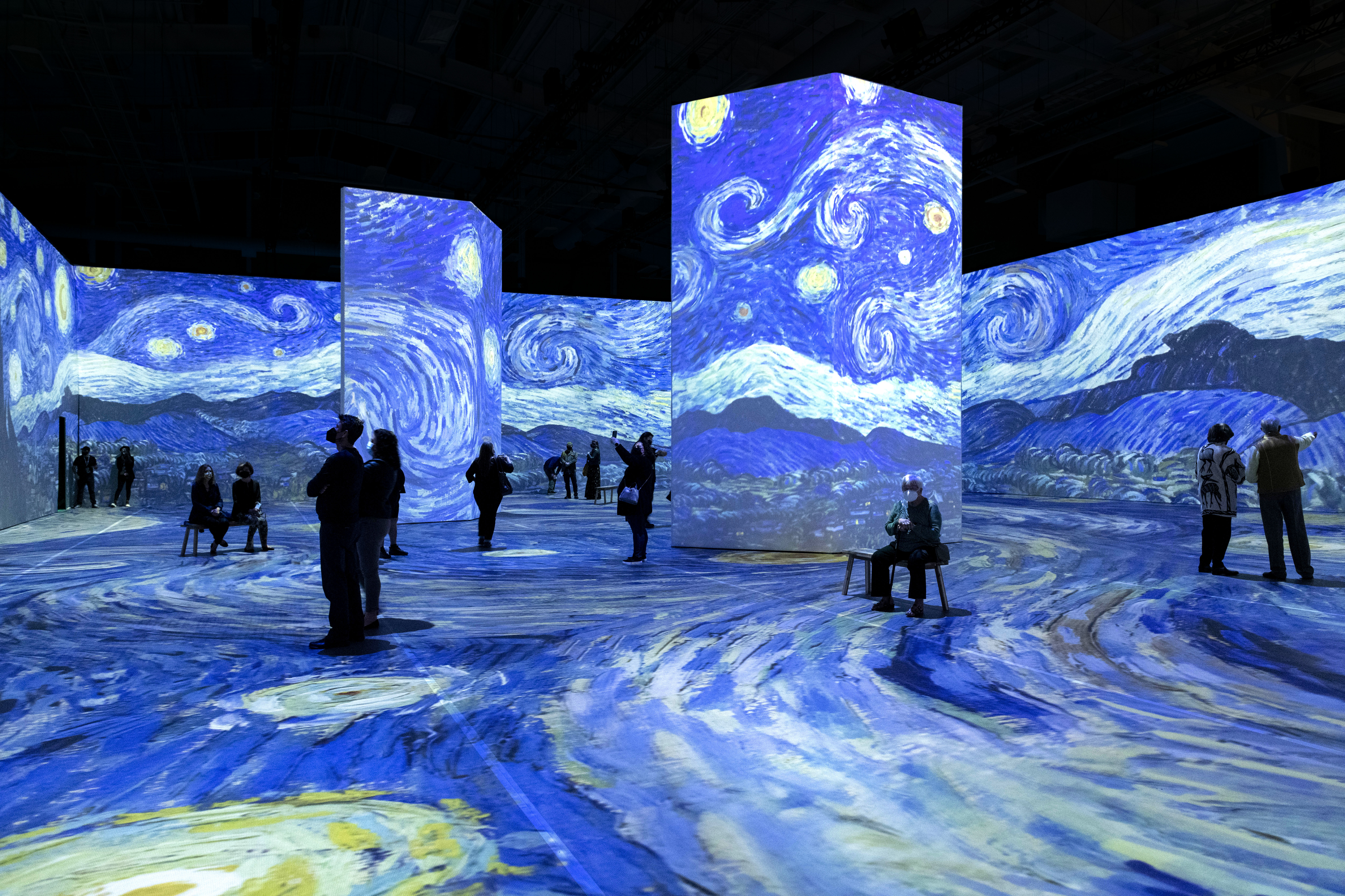 Van Gogh’s infamous painting “Starry Night” is seen here inside Beyond Van Gogh: The Immersive Experience.  (Courtsey of Normal Studio)