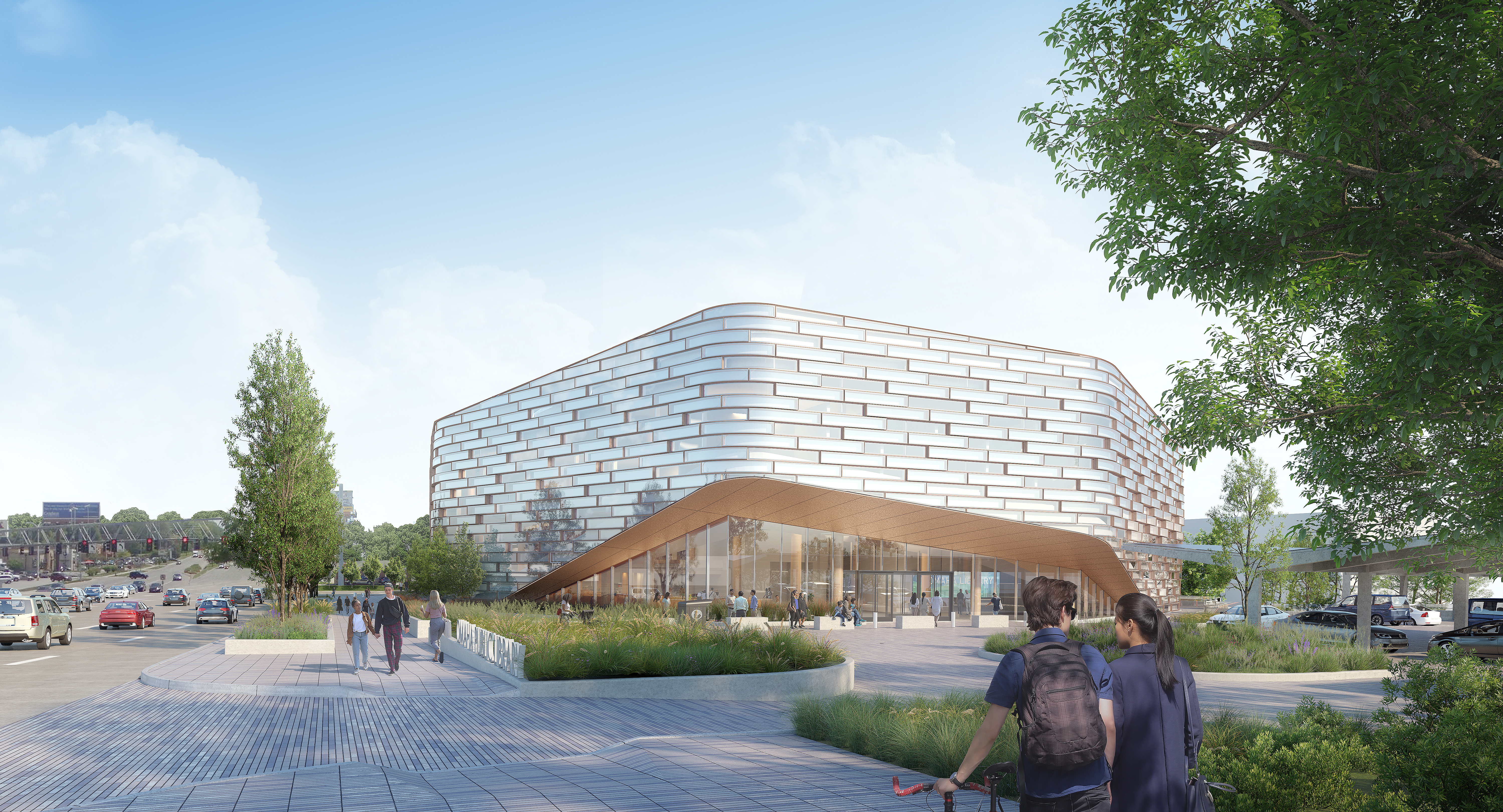A rendering of the Omaha Central Library from the west.<br />(Courtesy of HDR)