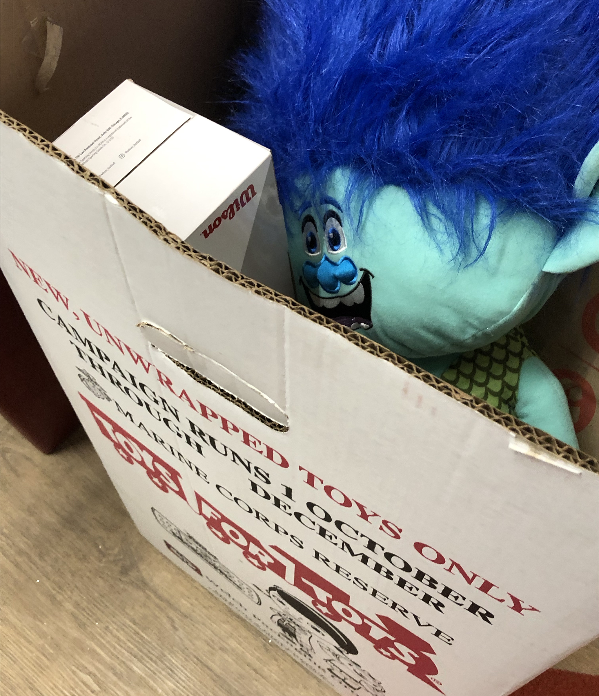 A collection for Toys for Tots was gathered at the Greater Omaha Chamber Member Appreciation Holiday Open House on Thursday, Dec. 5, 2019. (Photo by Scott Stewart)