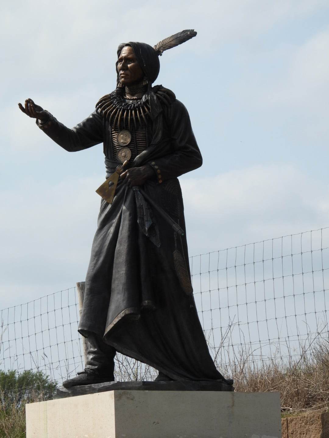 A 9-foot sculpture of the renowned Ponca Chief, Standing Bear, can be seen at Cenntiennial Mall between P and Q streets in Lincoln. (Tim Trudell / The Daily Record)