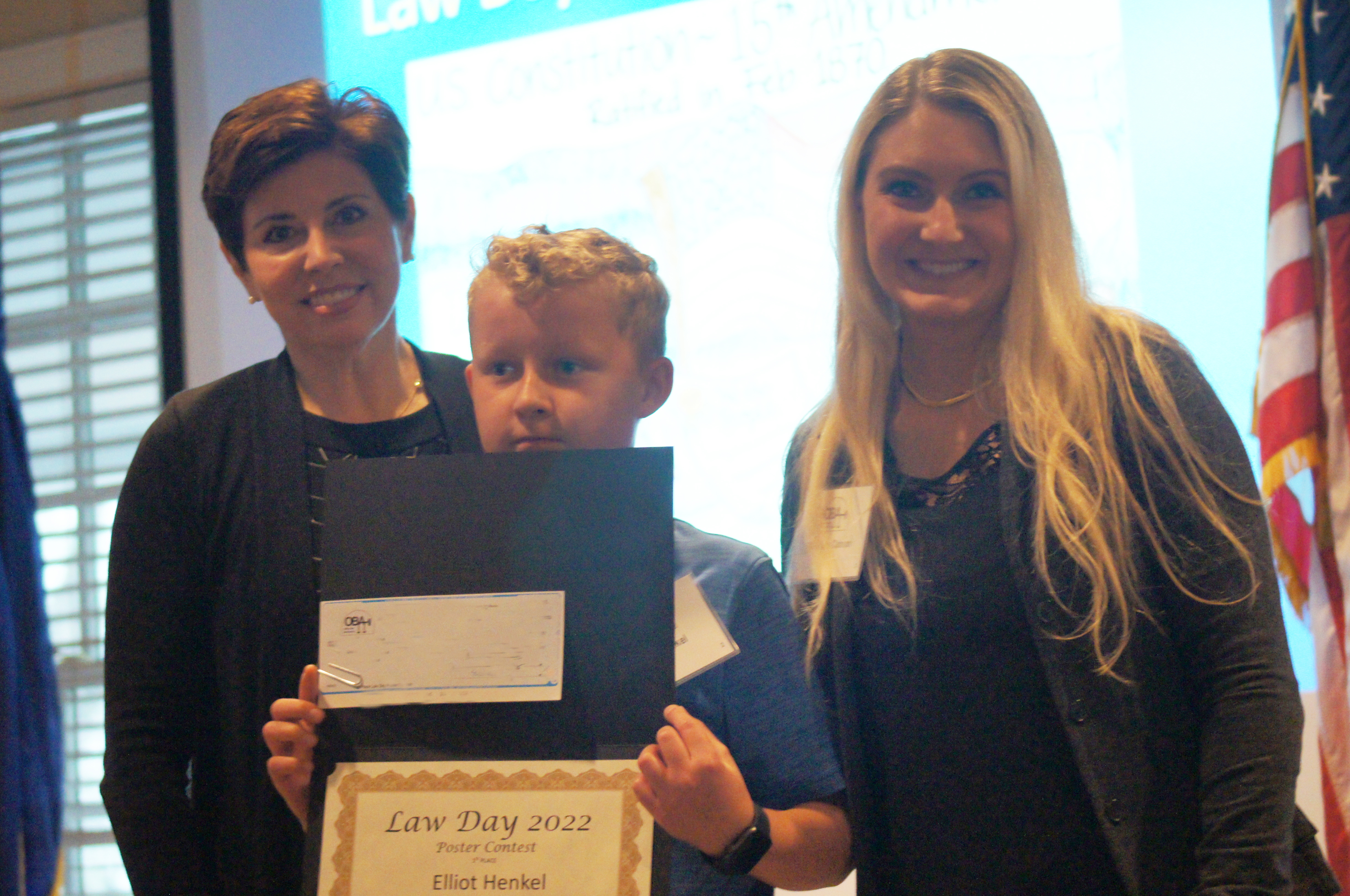 1st Place - Eliott Henkel receiving his award at the OBA Law Day Luncheon May 2, 2022. (Jason Huff / The Daily Record)