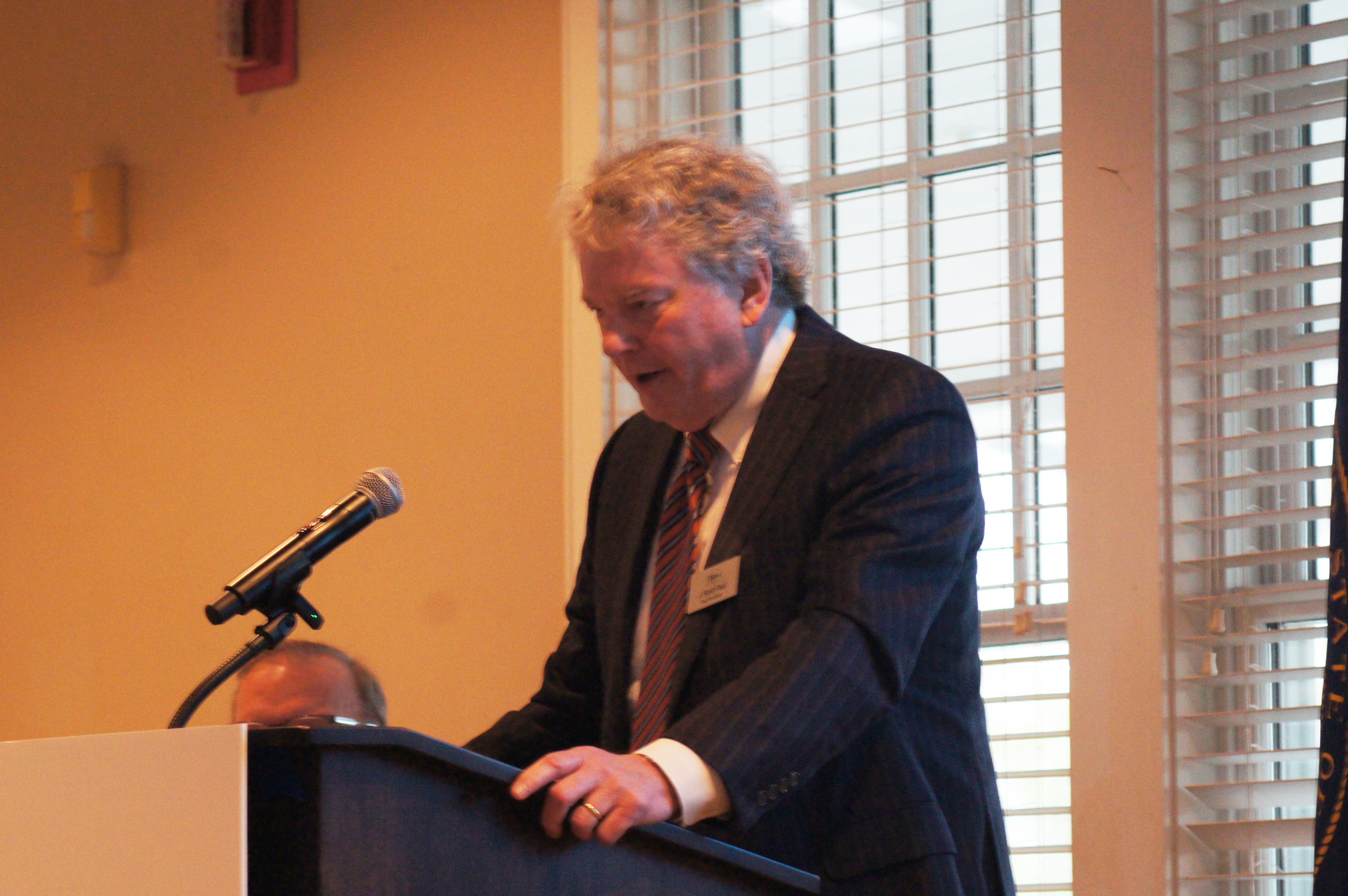 J. Scott Paul speaking after receiving the OBA Robert M. Spire Public Service Award May 2, 2022 at the Law Day Luncheon. (Jason Huff / The Daily Record)