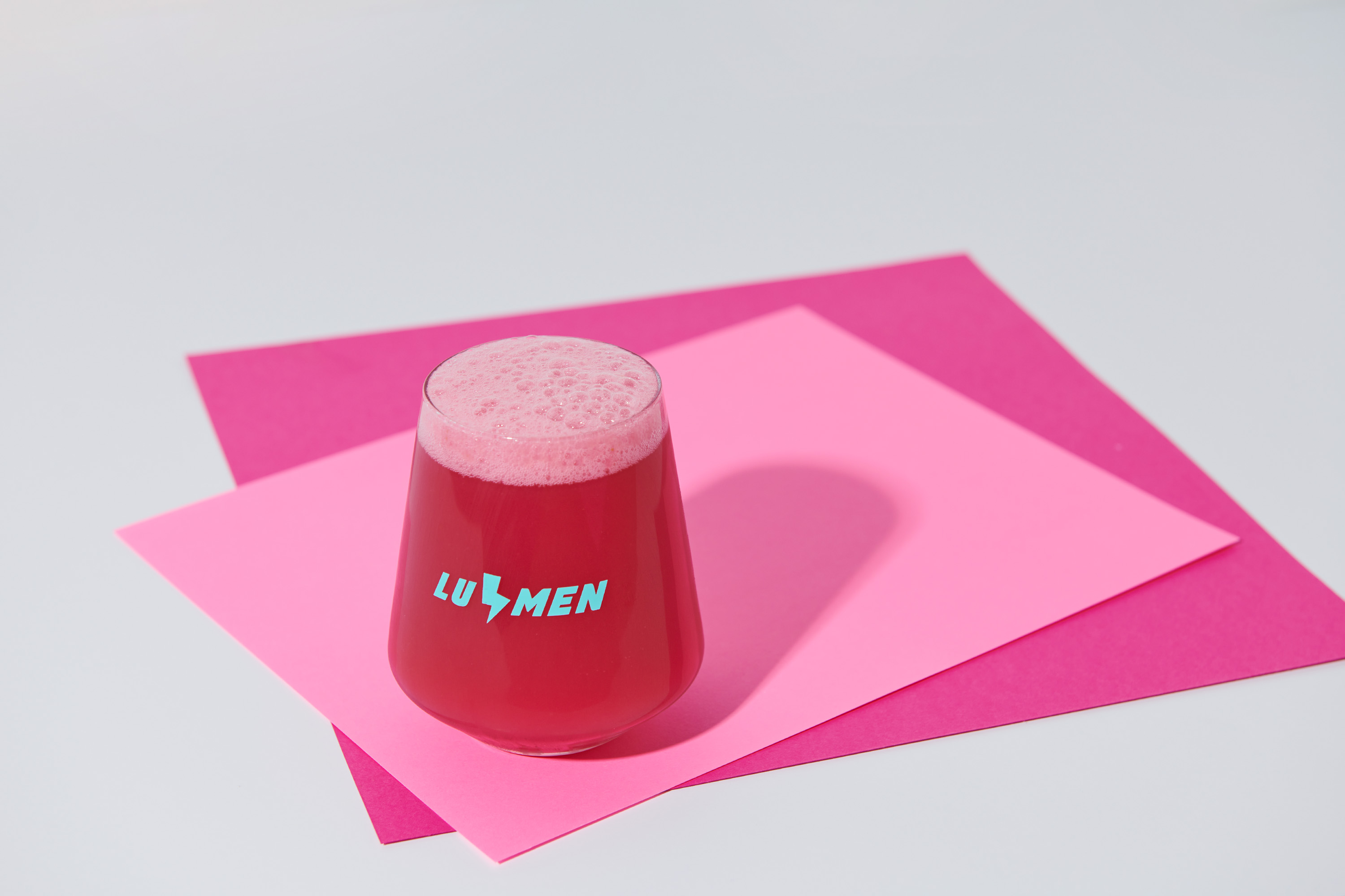 “Rule of Thirds” is brewed with Dragon Fruit, Prickly Pear, and Soursop. At 5.6%, this light and refreshing brew appears almost neon pink in the glass. (Courtesy of Dan Brouillette)