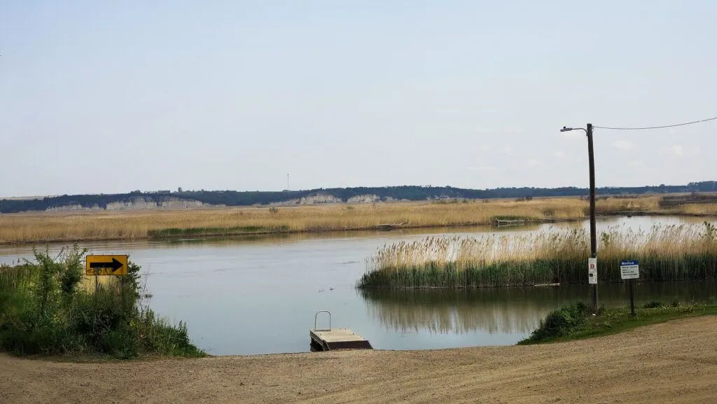 The Missouri River runs along the northern border of the Santee Sioux Reservation. The tribe needs $53 million to drill a pipeline under the river to connect with a water system in South Dakota.<br />(Jerry L Mennenga / Flatwater Free Press)