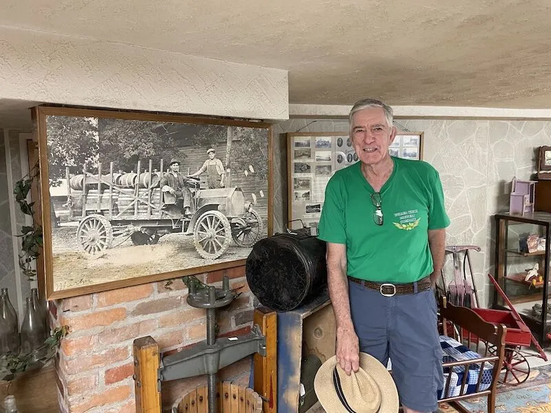 Gary Wooten, secretary of Wilber Czech Brewery Company LLC, shows some of the remaining artifacts from the old Wilber Brewing Company now on display at the Wilber Czech Museum. In its heyday, the old brewery produced 40,000 barrels of beer per year.<br /> (Tim McMahan / Flatwater Free Press)