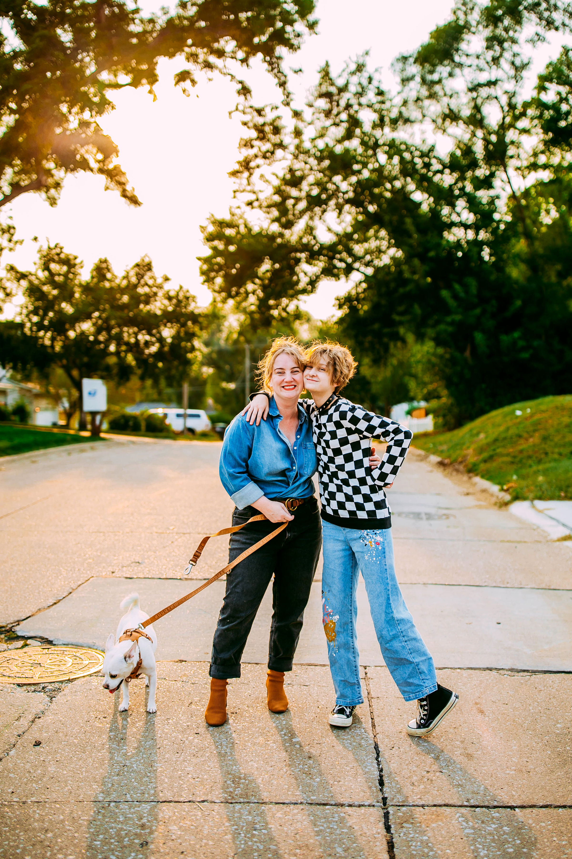 State Senator Megan Hunt (left) and son Ash with their dog Cricket. Sen. Hunt represents District 8, which includes the neighborhoods of Benson, Dundee, Keystone, and Happy Hollow. (Ariel Panowicz)