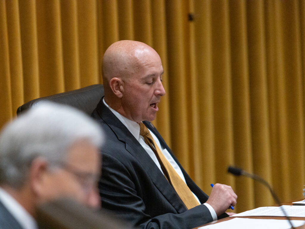 Nebraska Gov. Pete Ricketts presided over the Nebraska Board of Pardons hearing in September. (&lt;a href=&quot;<a href="https://nebraskaexaminer.com/author/jazarikual/&quot;&gt;Jazari">https://nebraskaexaminer.com/author/jazarikual/&quot;&gt;Jazari</a> Kual&lt;/a&gt;l / Nebraska Examiner)