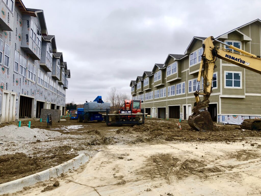 Rows at Coventry, under construction near 207th and Q Streets in Douglas County, will offer hard-to-find price point in new construction market. (Cindy Gonzalez / Nebraska Examiner)