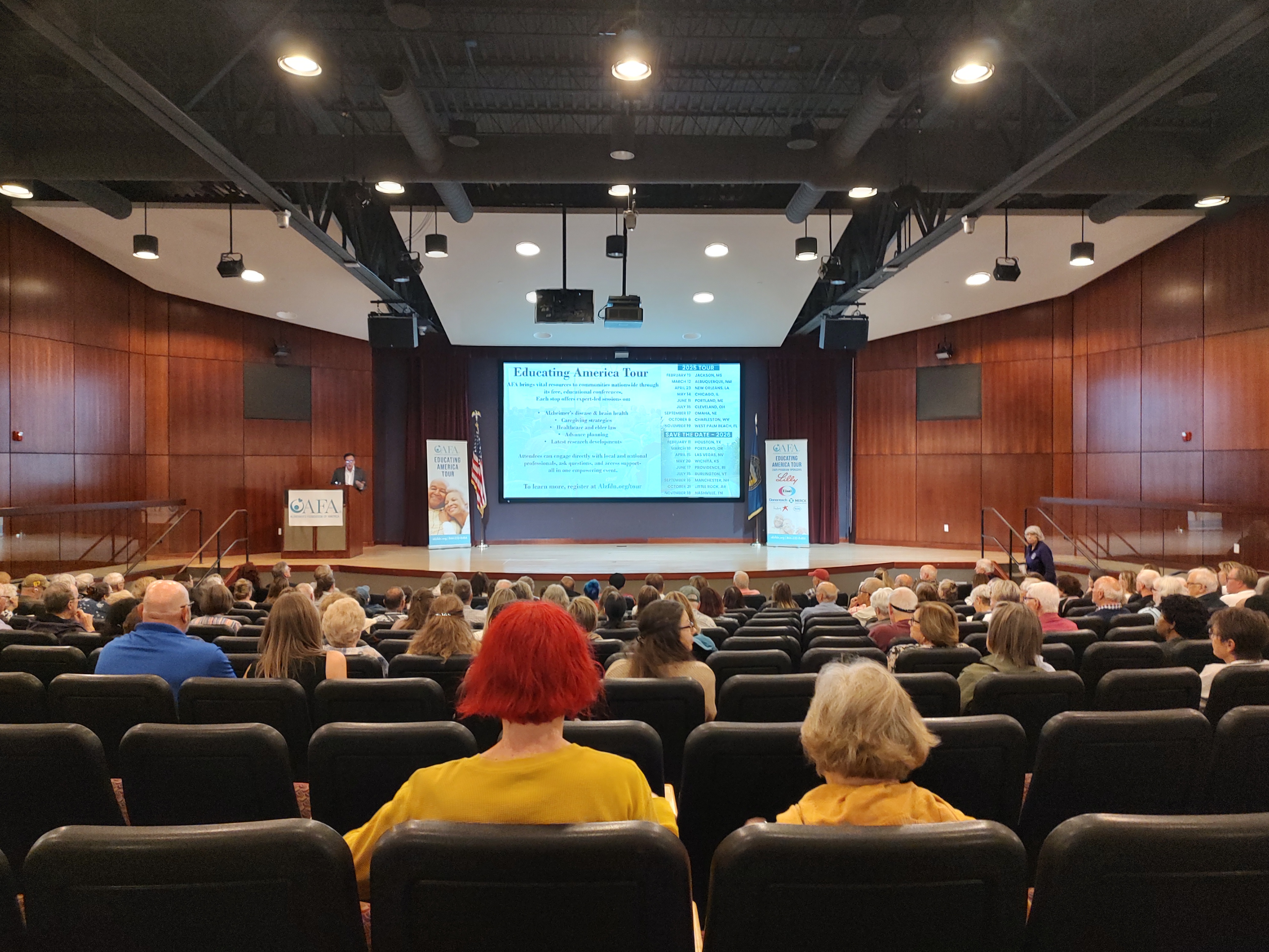 Elderly and caregivers begin to fill up the seats at the Alzheimers Conference on September 17, 2025.<br />(Austin Petak / The Daily Record)