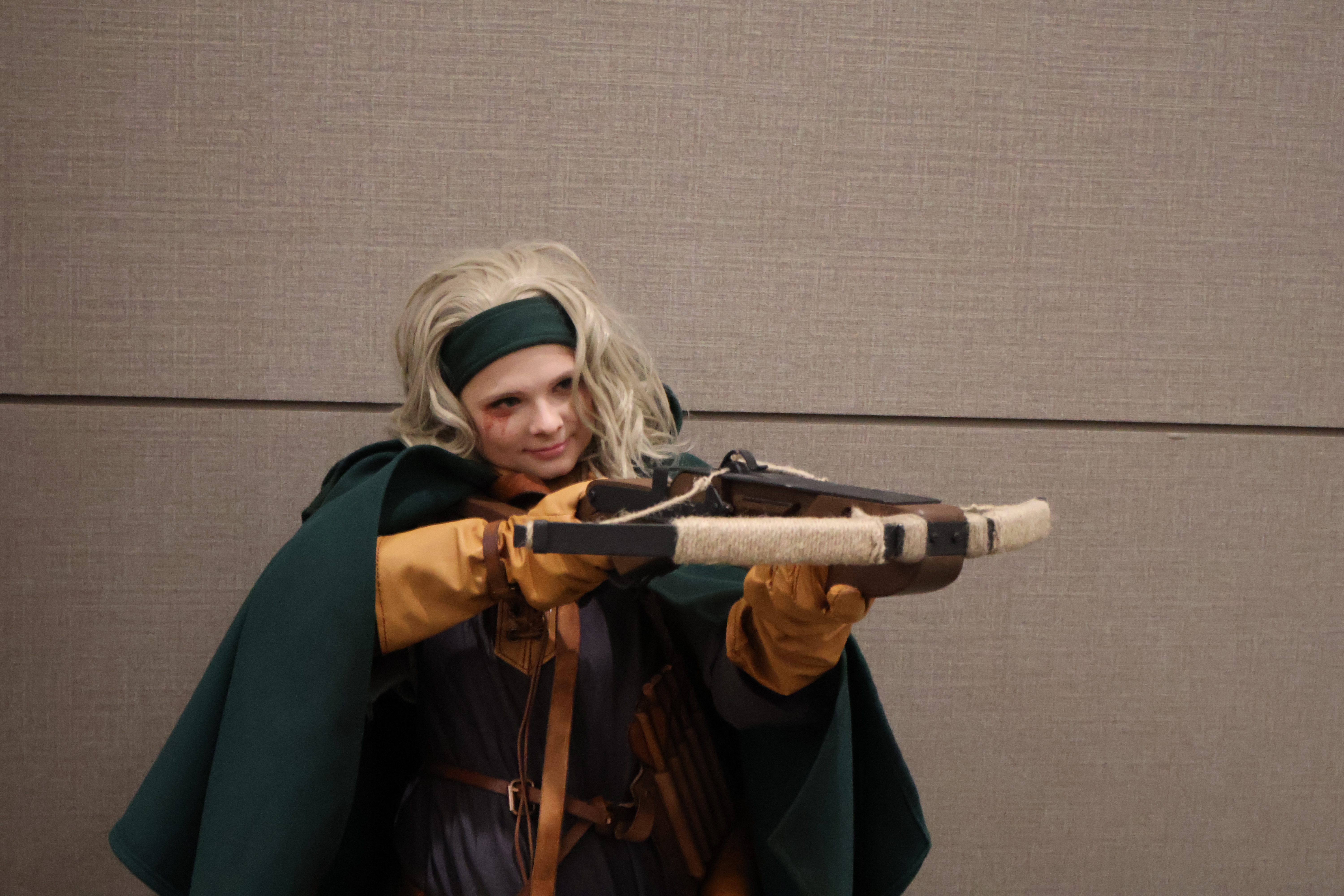 Crystal in her hand-made ranger costume, who won the “Mainstage Cosplay Contest, Best-In-Show” for her craftsmanship and dedication to her cosplay.<br />(Austin Petak / The Daily Record)