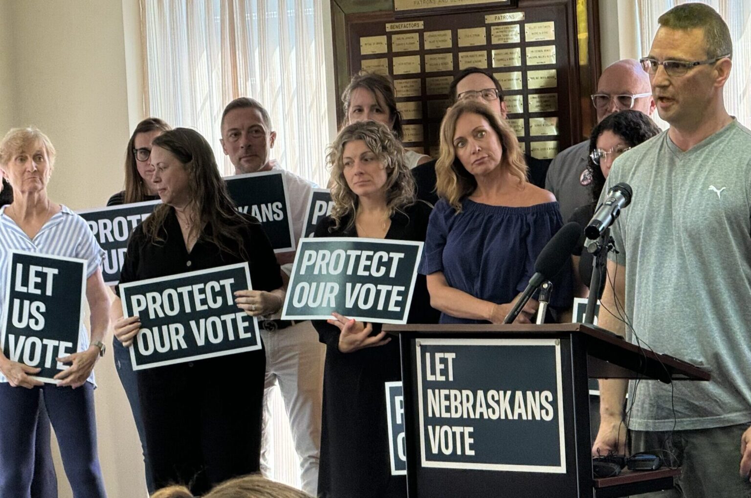 Gregory Spung of Douglas County talks about how excited he was to be able to vote thanks to Legislative Bill 20, the new law in Nebraska that lets people with felony convictions vote after serving their sentence.<br />(Aaron Sanderford / Nebraska Examiner)
