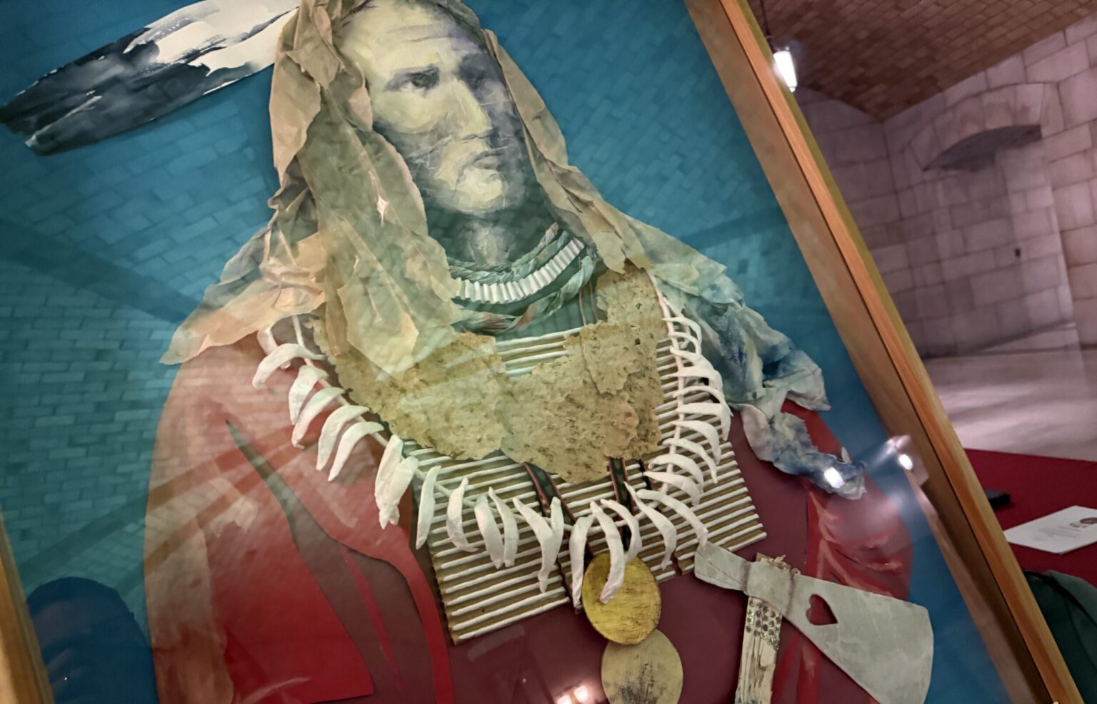 A portrait of Chief Standing Bear was displayed on the first floor of the Nebraska Capitol on Monday.<br />(Aaron Sanderford / Nebraska Examiner)