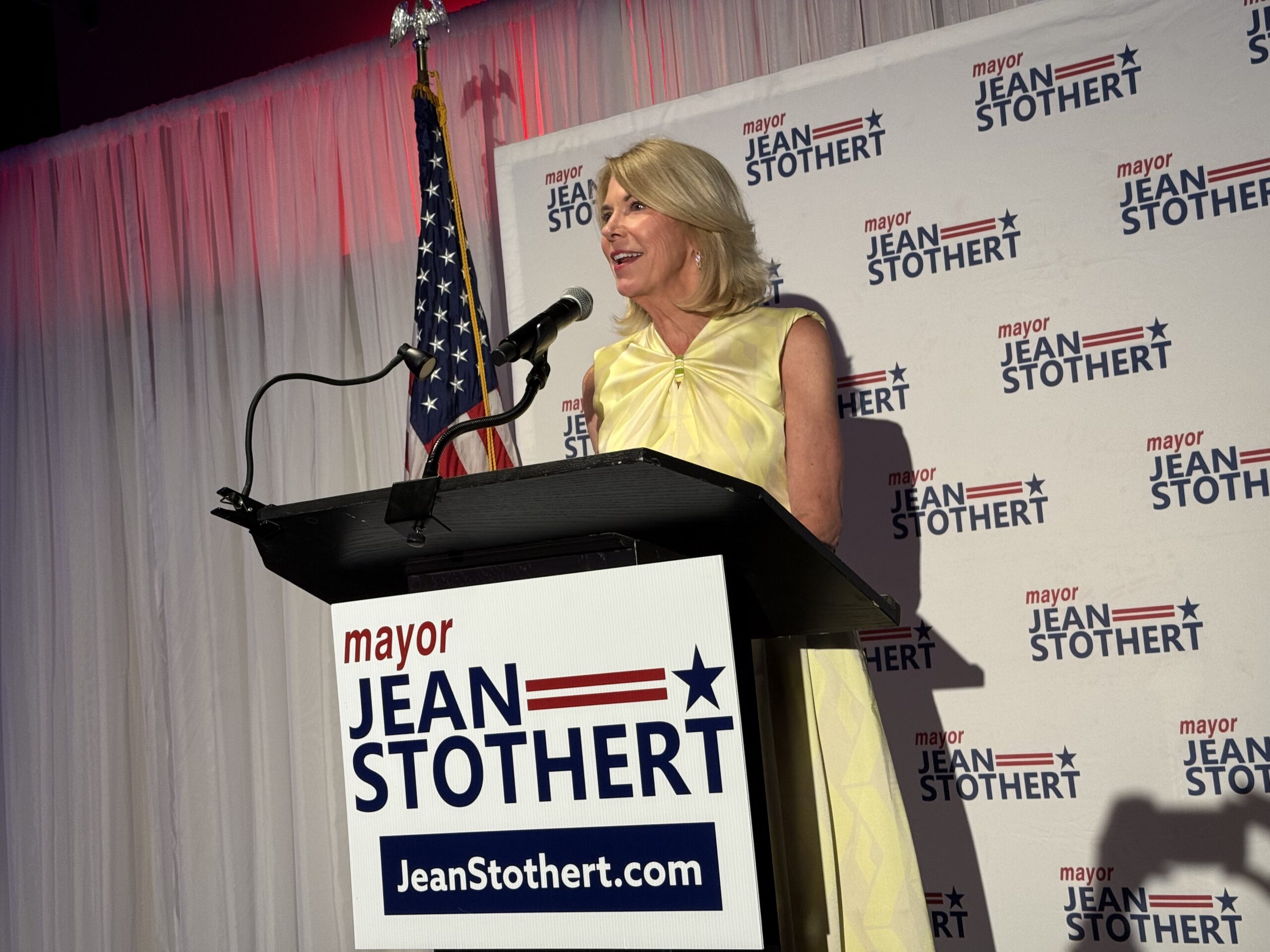 Omaha Mayor Jean Stothert gives her concession speech on Tuesday, May 13, in west Omaha.<br />(Aaron Sanderford / Nebraska Examiner)