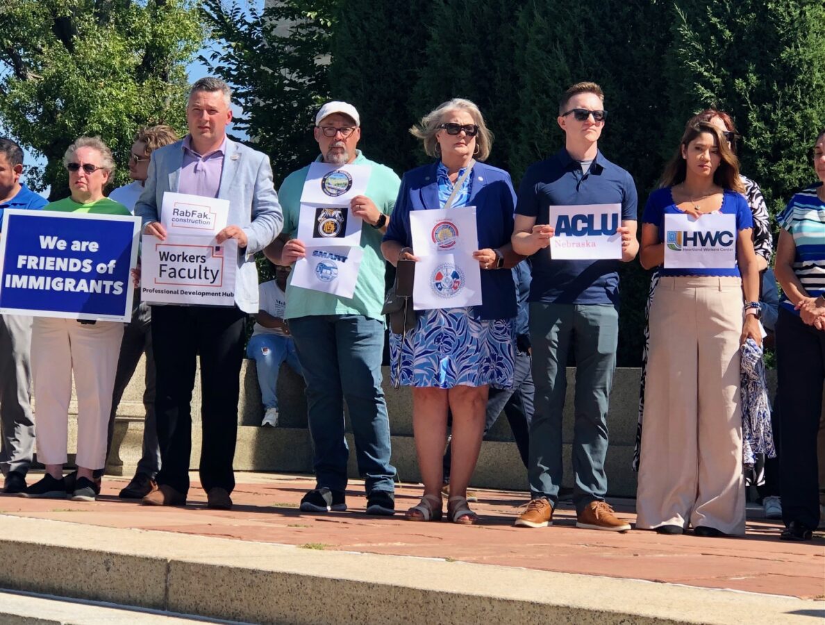 More than 60 organizations gathered in mid-September on the steps of the State Capitol to rally support for immigration reform.<br />(Cindy Gonzalez / Nebraska Examiner)