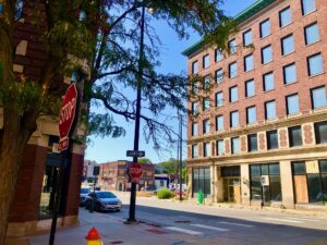 Part of the Howard Street Rehab project, the historic Standard Oil building is to be converted into affordable apartments with street-level commercial bays.<br />(Cindy Gonzalez / Nebraska Examiner)