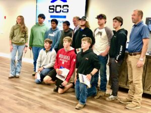 Gov. Jim Pillen met with students (and their instructor) from Fremont High School who are dual-enrolled in trades focused college courses that allow them to explore manufacturing and other career paths.<br />(Cindy Gonzalez / Nebraska Examiner)